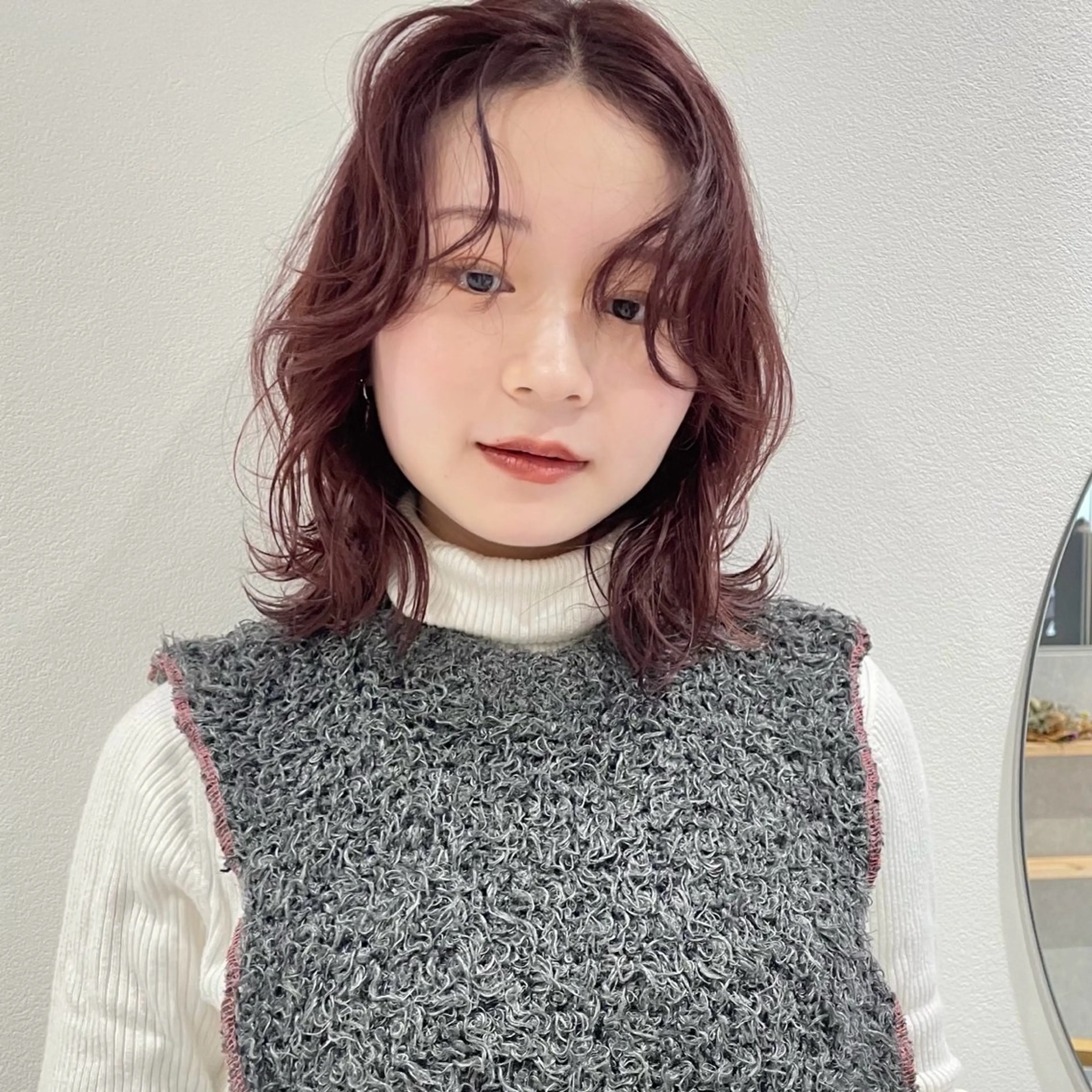 ミディアム カラー カット ヘアカラー トリートメント 🍊暖色×顔周り 🍊cocoroのヘアスタイル
