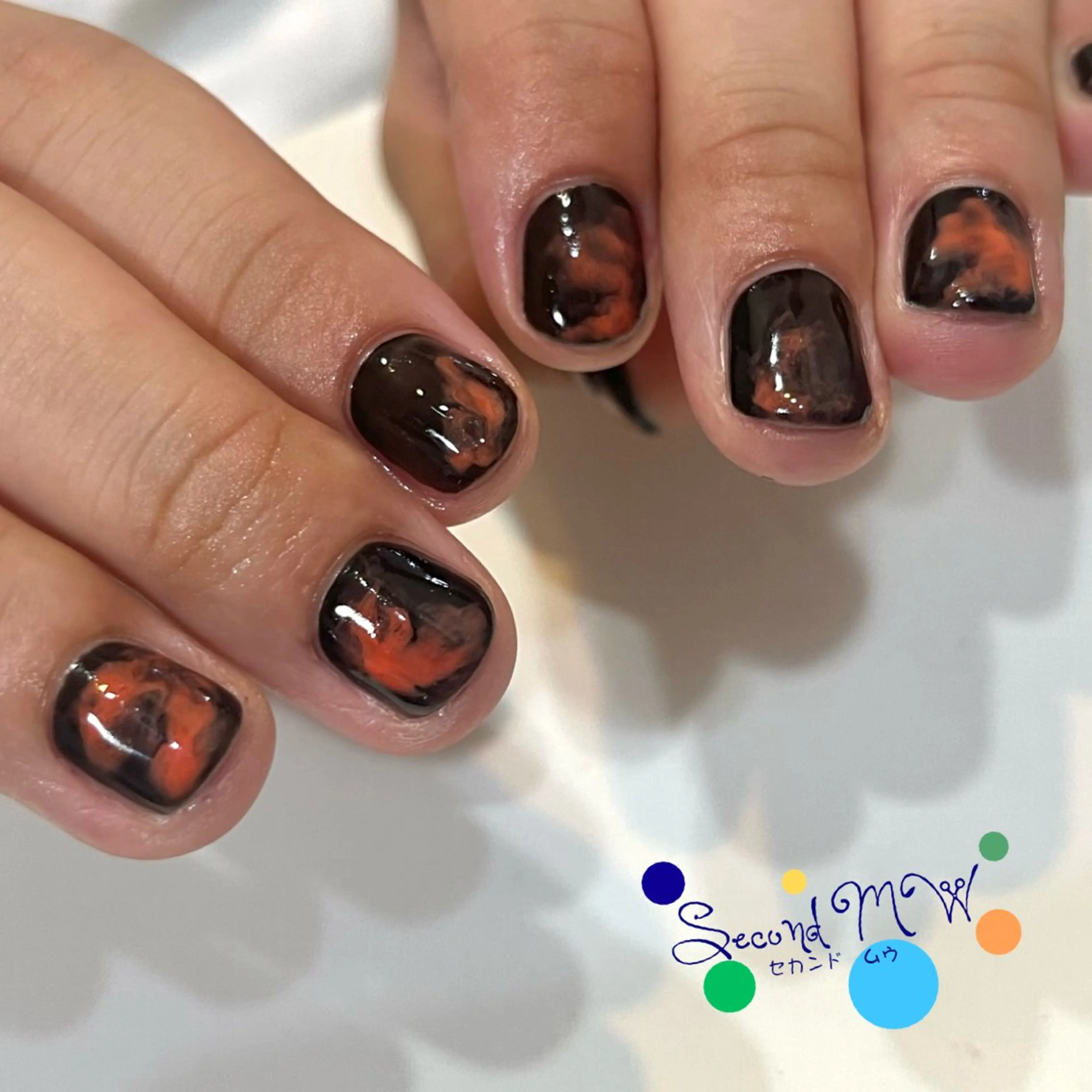メンズ ネイル メンズネイル ワンカラーネイル オレンジ SecondMW _nail 　川連のネイルデザイン