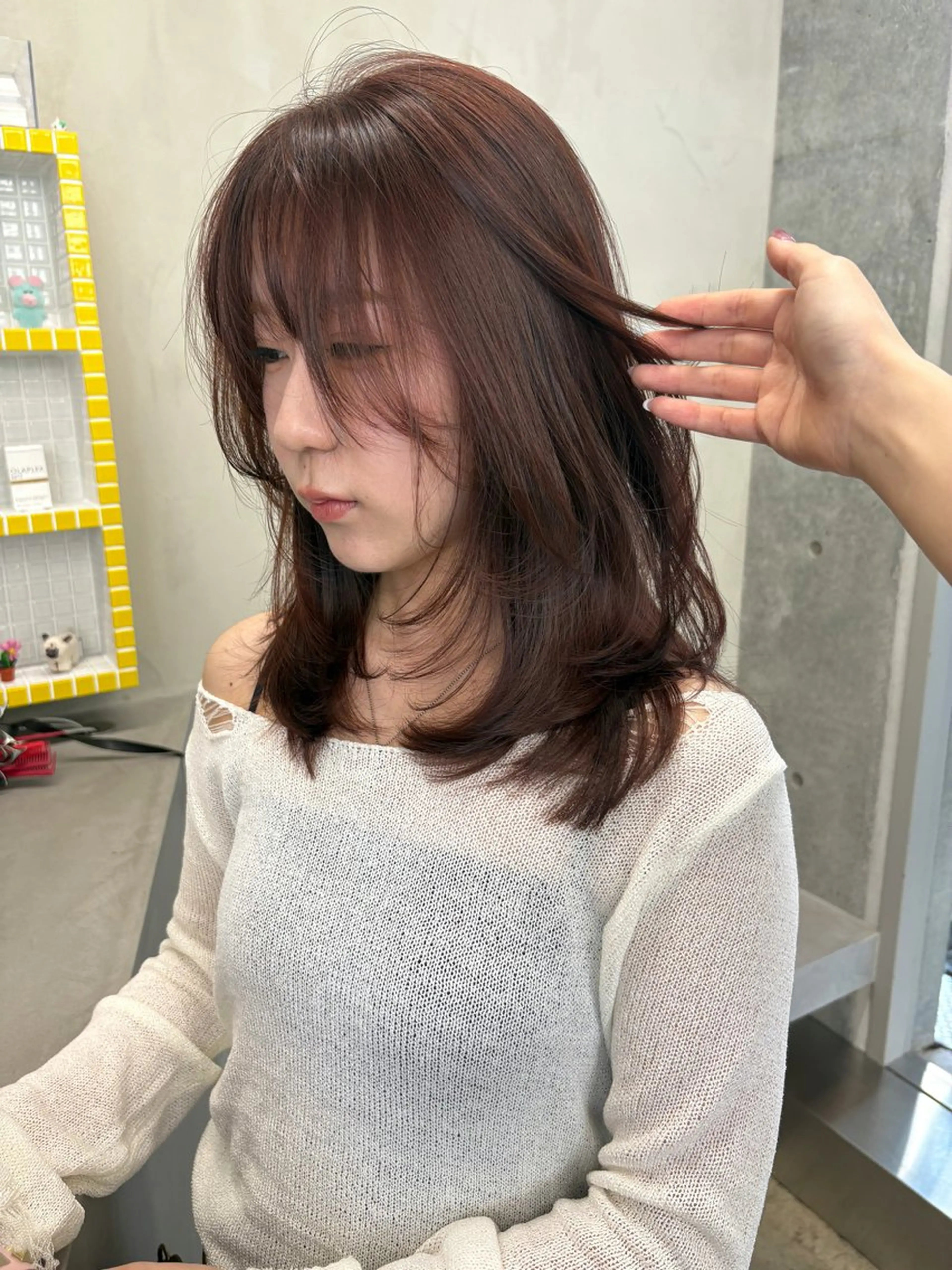 ミディアム カラー カット ヘアカラー トリートメント レイヤー/柔色 カラー/SAkiのヘアスタイル