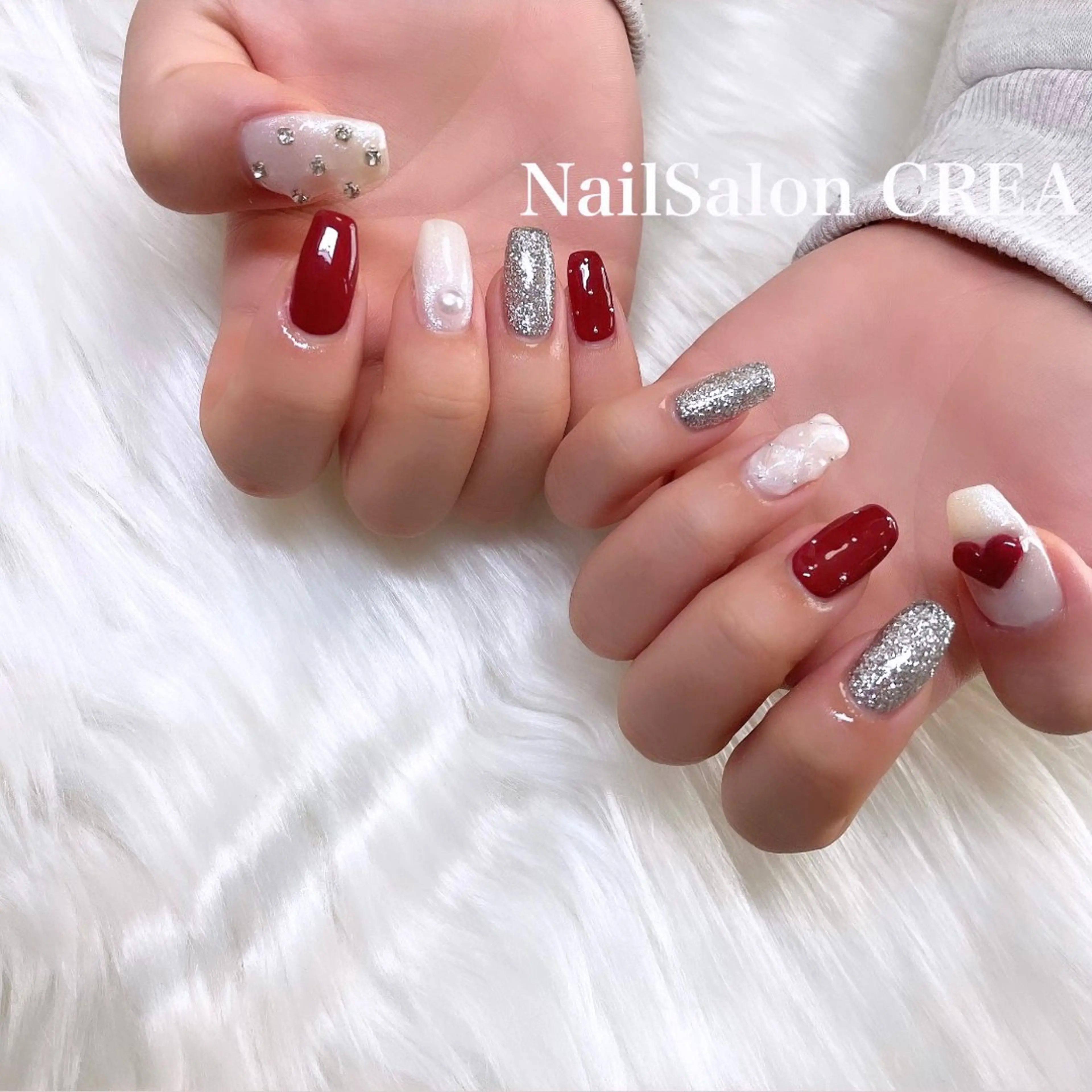 ネイル ハート ハンドネイル NailSalon CREAのネイルデザイン