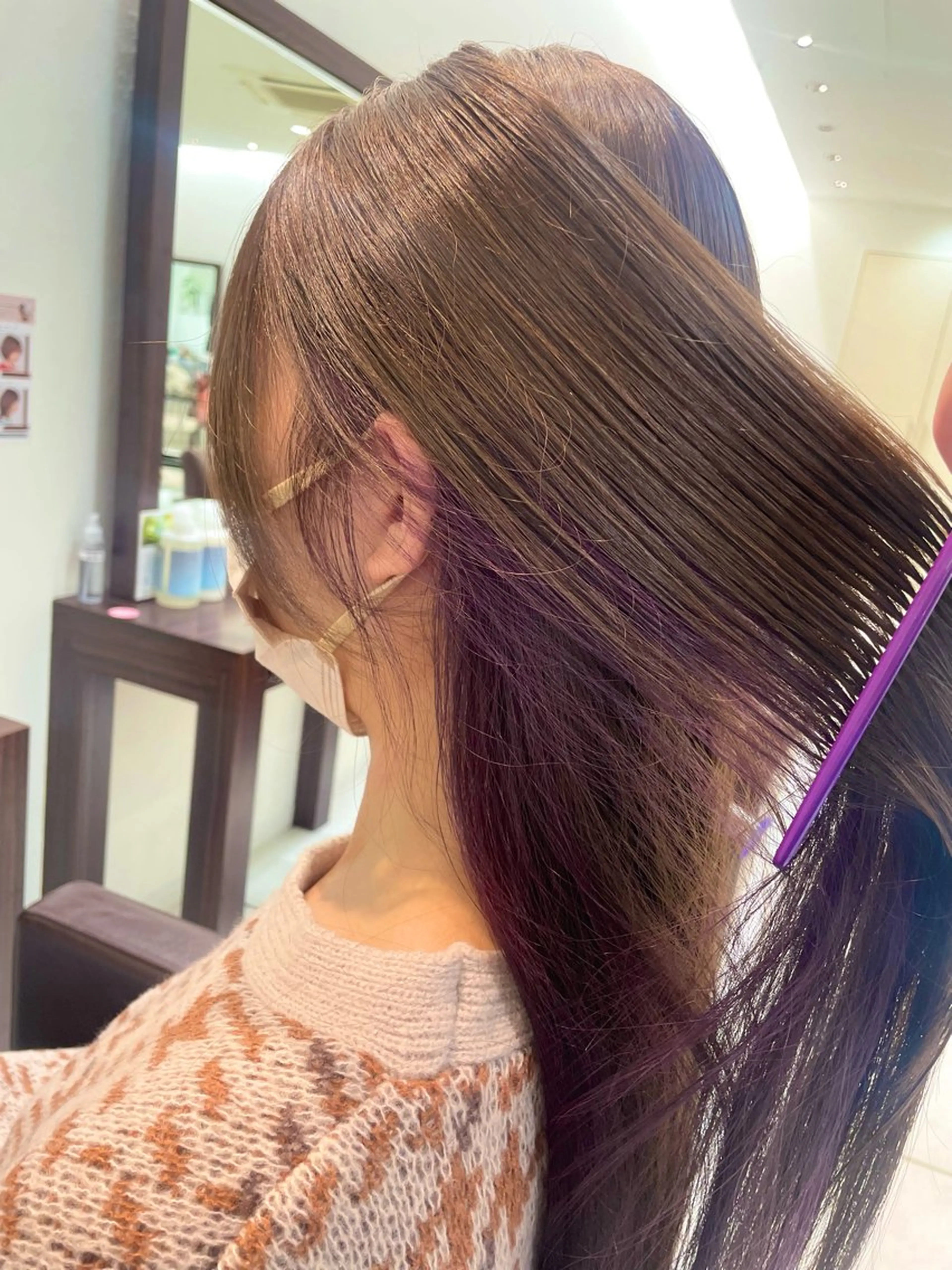 ロング カラー ベージュカラー パープルカラー カット ヘアカラー 【千葉駅南口歩1分】 MAKAのヘアスタイル