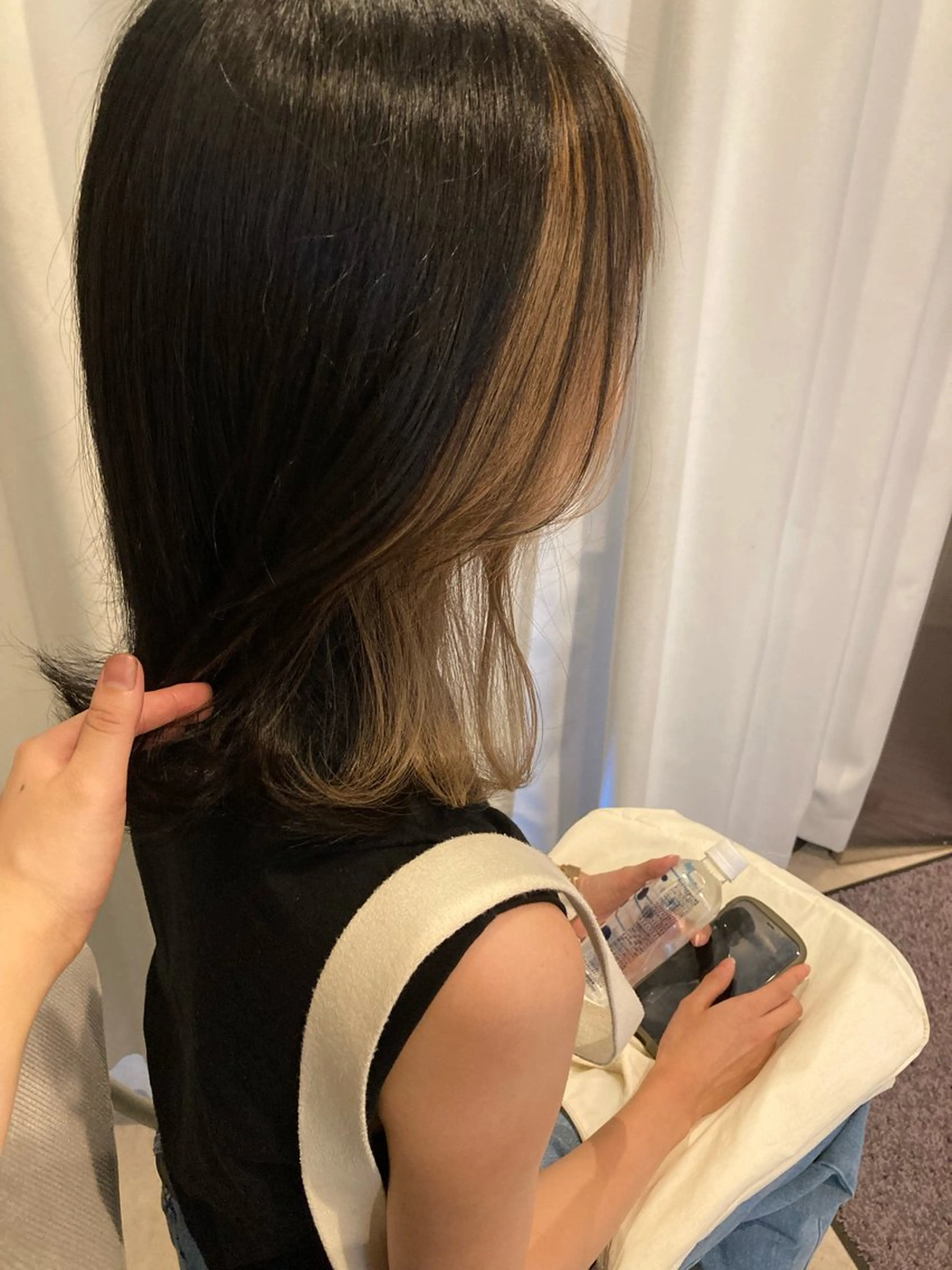 ミディアム カット ヘアカラー トリートメント ✨色持ちの良い艶 カラー✨蟹江真世のヘアスタイル