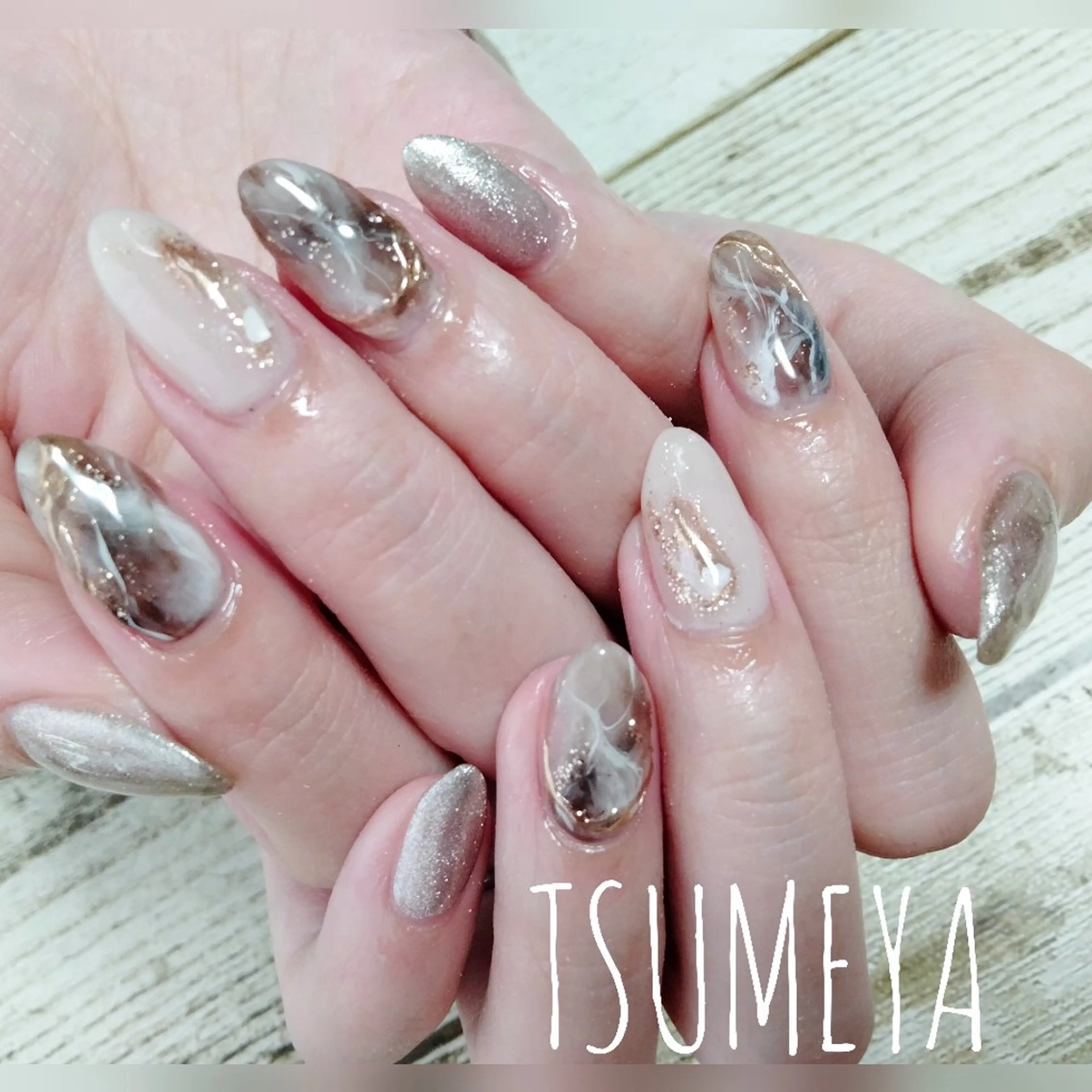 ネイル 大理石ネイル(マーブル) ハンドネイル _TSUMEYA _のネイルデザイン