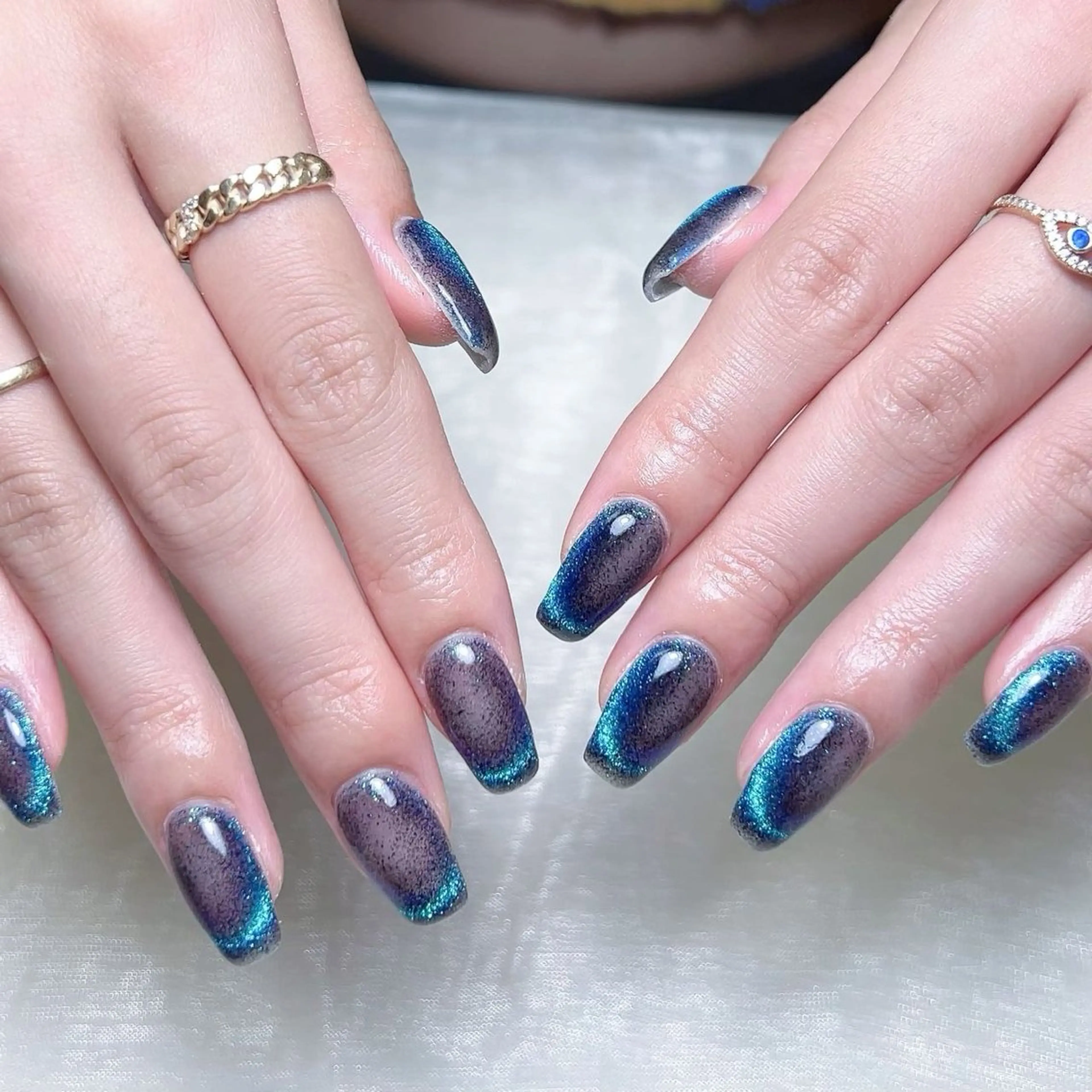 メンズ ネイル フレンチネイル マグネットネイル マグネットフレンチ ハンドネイル Nail salon 木にいるのネイルデザイン