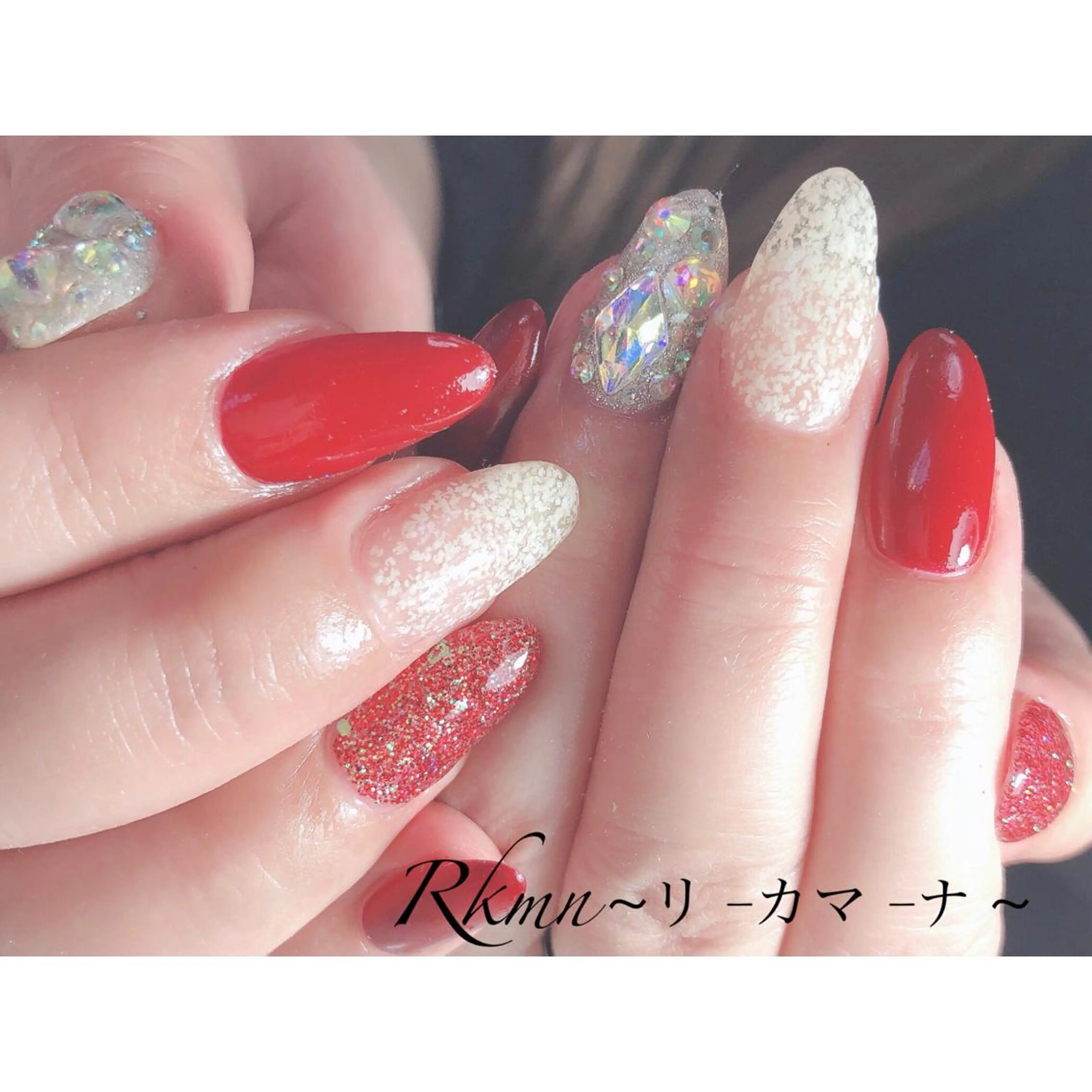 ネイル アートネイル フレンチネイル ジェルネイル グラデーション ラメ(グリッター) ハンドネイル フットネイル ハンドケア Rkmn ~リ-カマ-ナ~のネイルデザイン