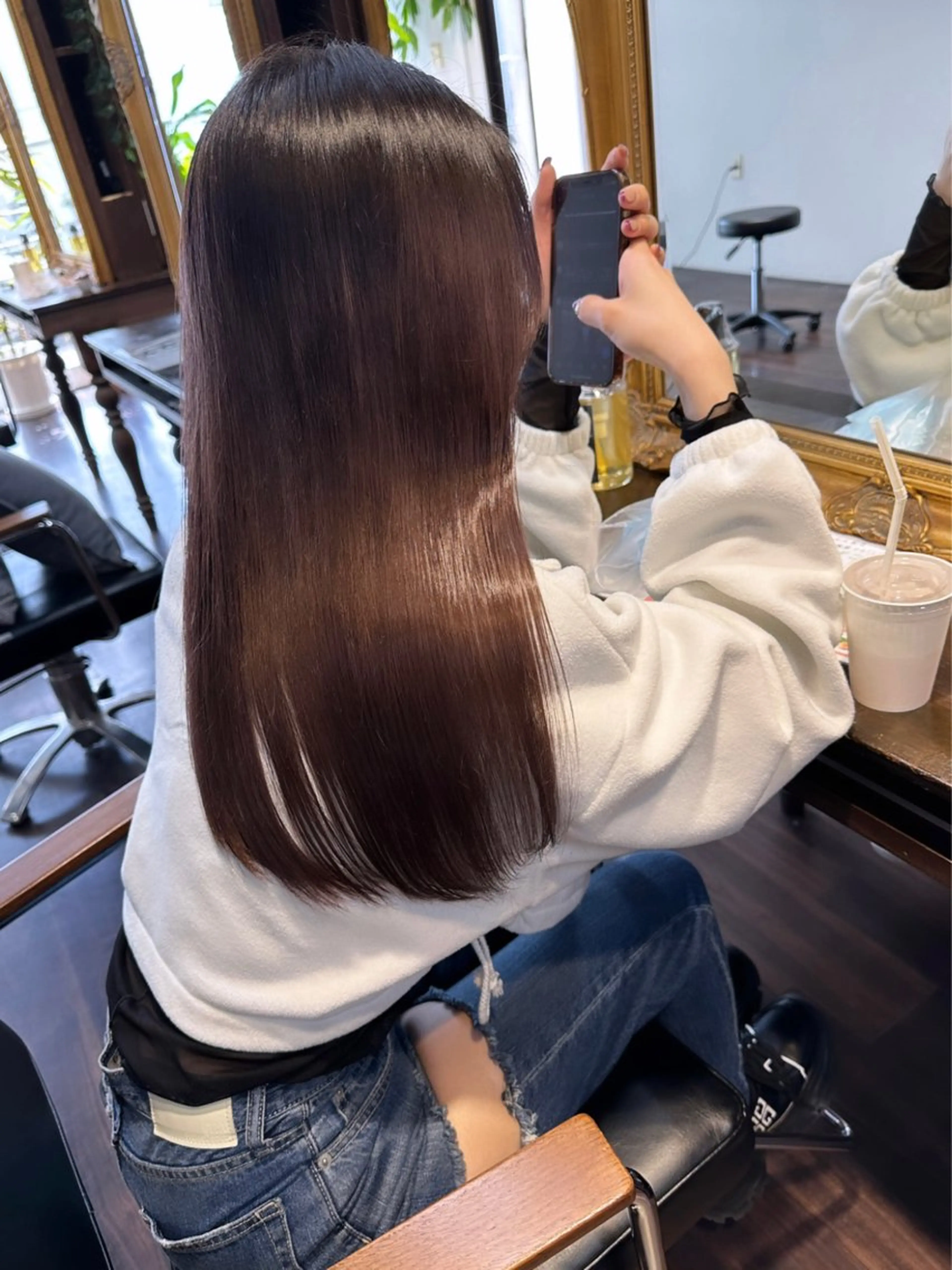 セミロング カラー ヘアアレンジ 髪質改善 カット ヘアカラー 縮毛矯正 トリートメント 髪質改善/レイヤー 縮毛矯正/ケラチン耀のヘアスタイル