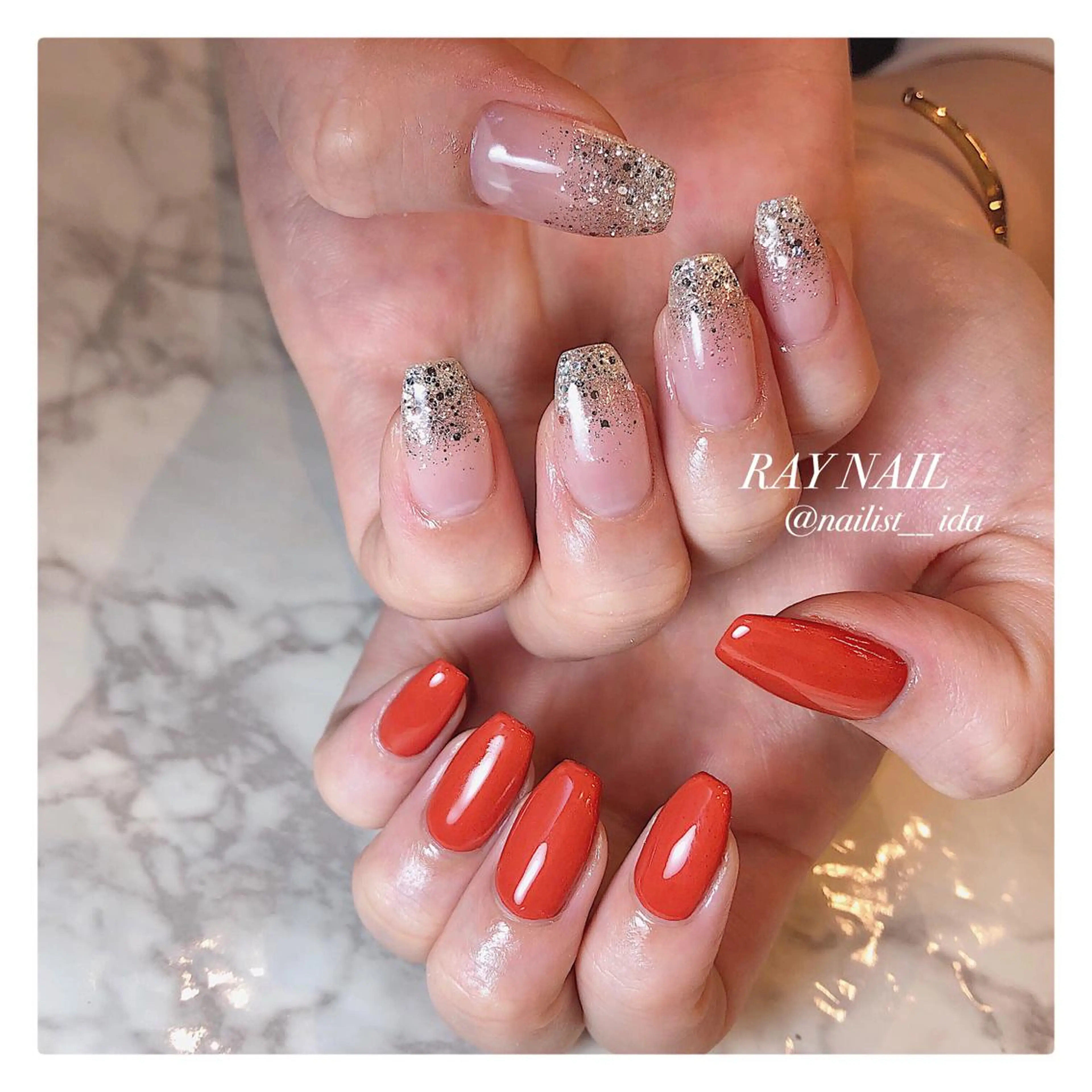 ネイル ラメ(グリッター) ラメグラデーション ワンカラーネイル Arowa 伊田のネイルデザイン