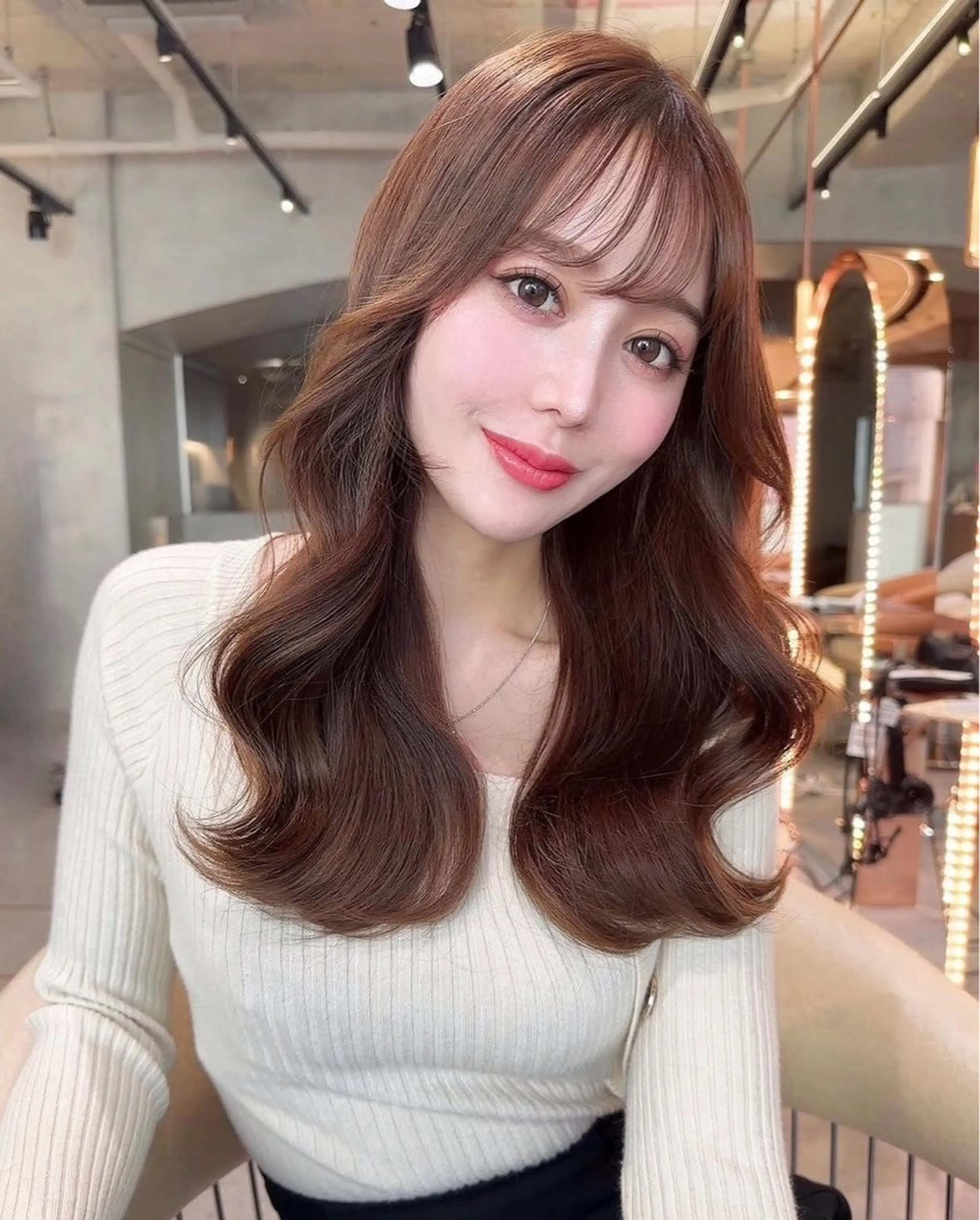 ロング ボブ ハイライト 髪質改善 矢口 明莉のヘアスタイル