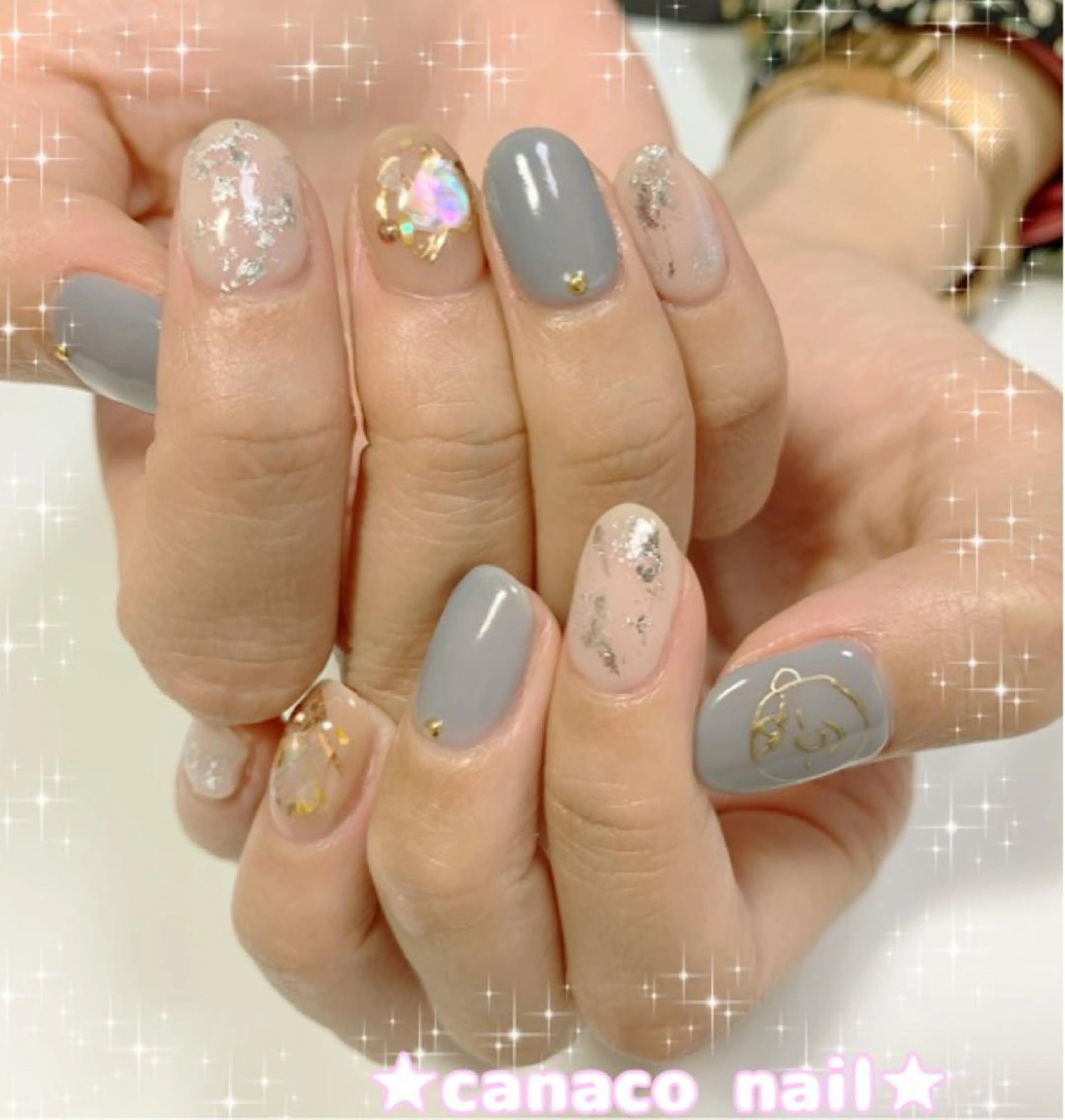 ネイル アートネイル ジェルネイル パラジェル ストーンネイル ハンドネイル ハンドケア ベテランネイル cnc  nailのネイルデザイン
