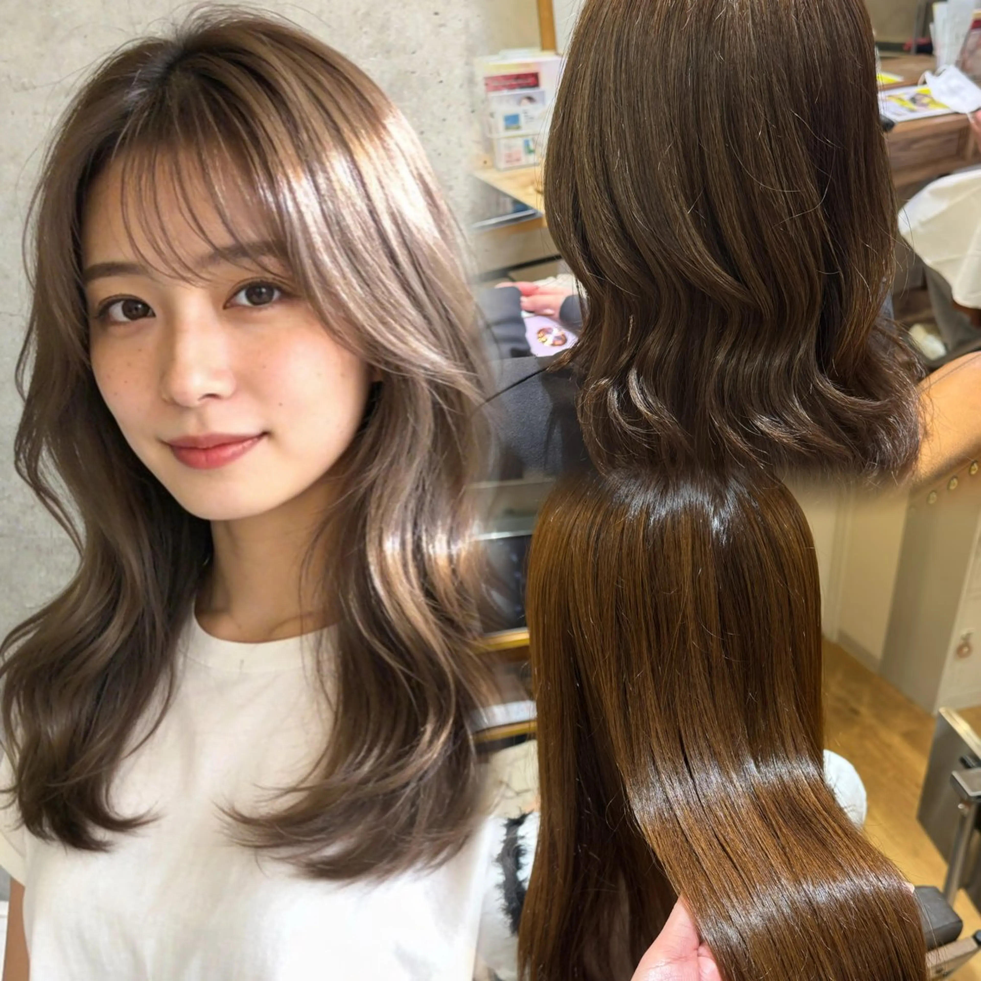 セミロング カラー ブラウンカラー ボブ くびれヘア 顔まわりレイヤー ハイレイヤー カット ヘアカラー トリートメント 🪞顔周りカット🪞 北里朋子のヘアスタイル