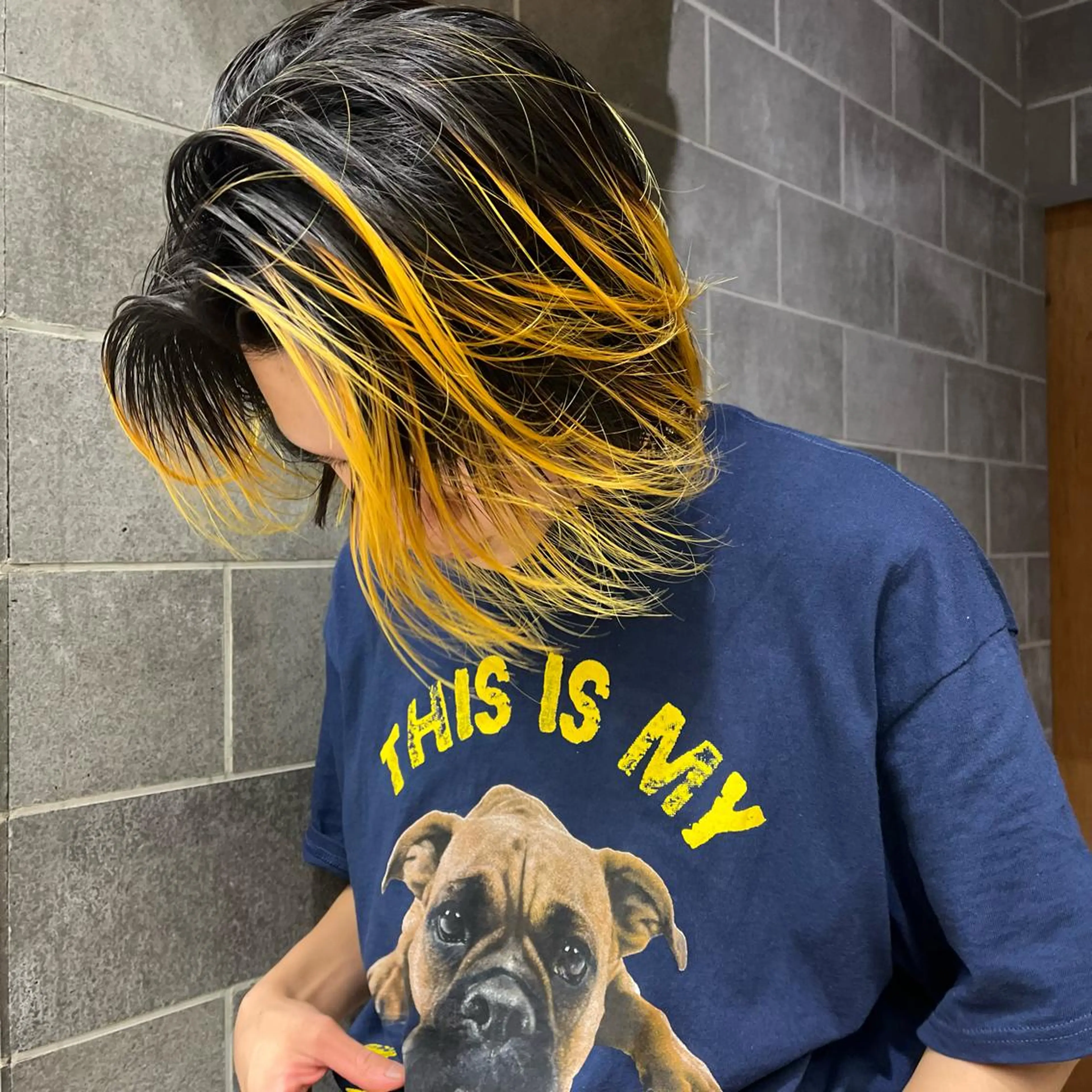 ミディアム カラー ボブ/レイヤー/ ハッシュカット/河内のヘアスタイル