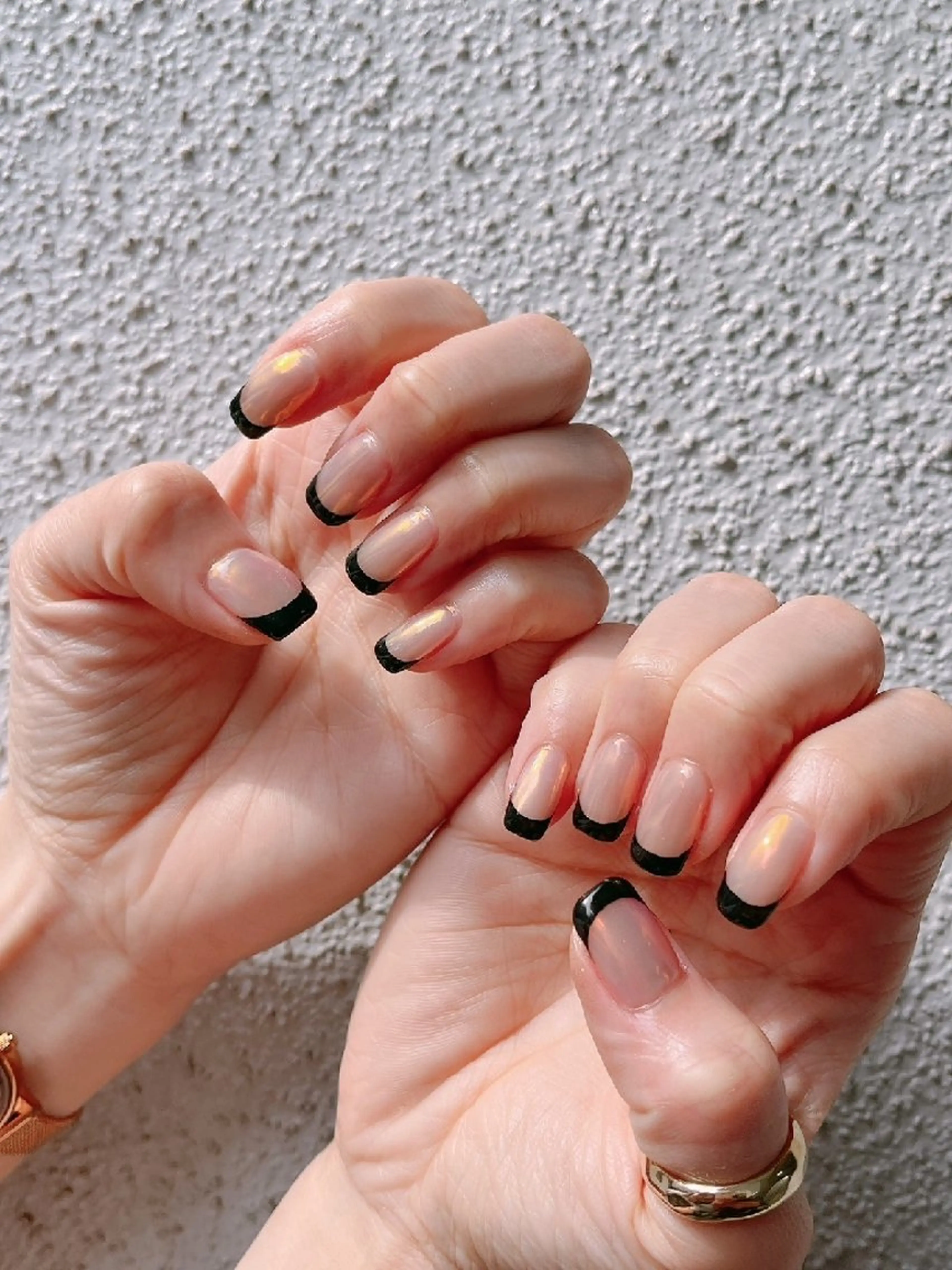 ネイル フレンチネイル ミラーネイル オレンジ ハンドネイル Private salonl 19のマツエク・マツパデザイン