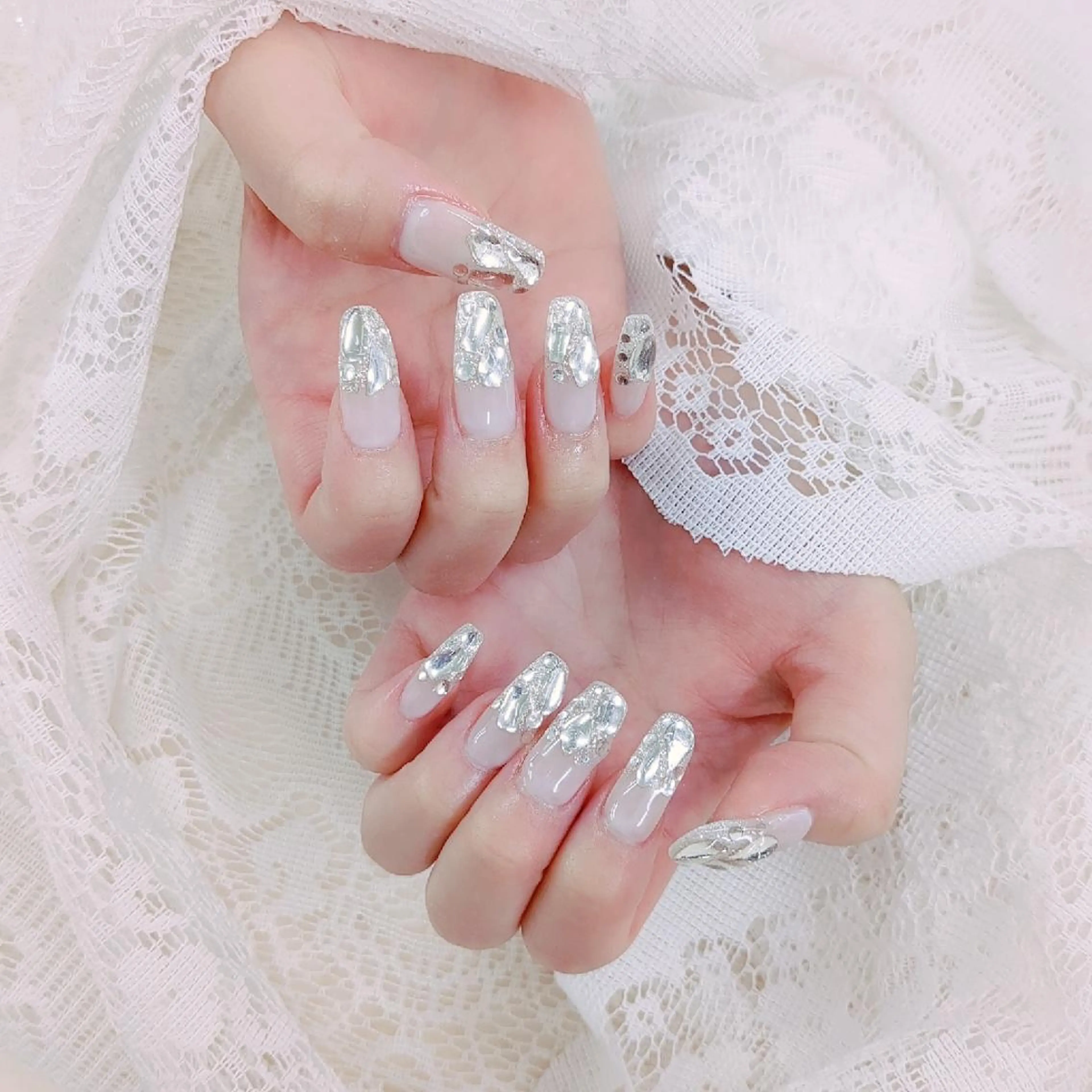 ネイル アートネイル 長さ出し ジェルネイル ハードジェル ストーンネイル トミーワイネイル所属・トミー ワイのネイルデザイン