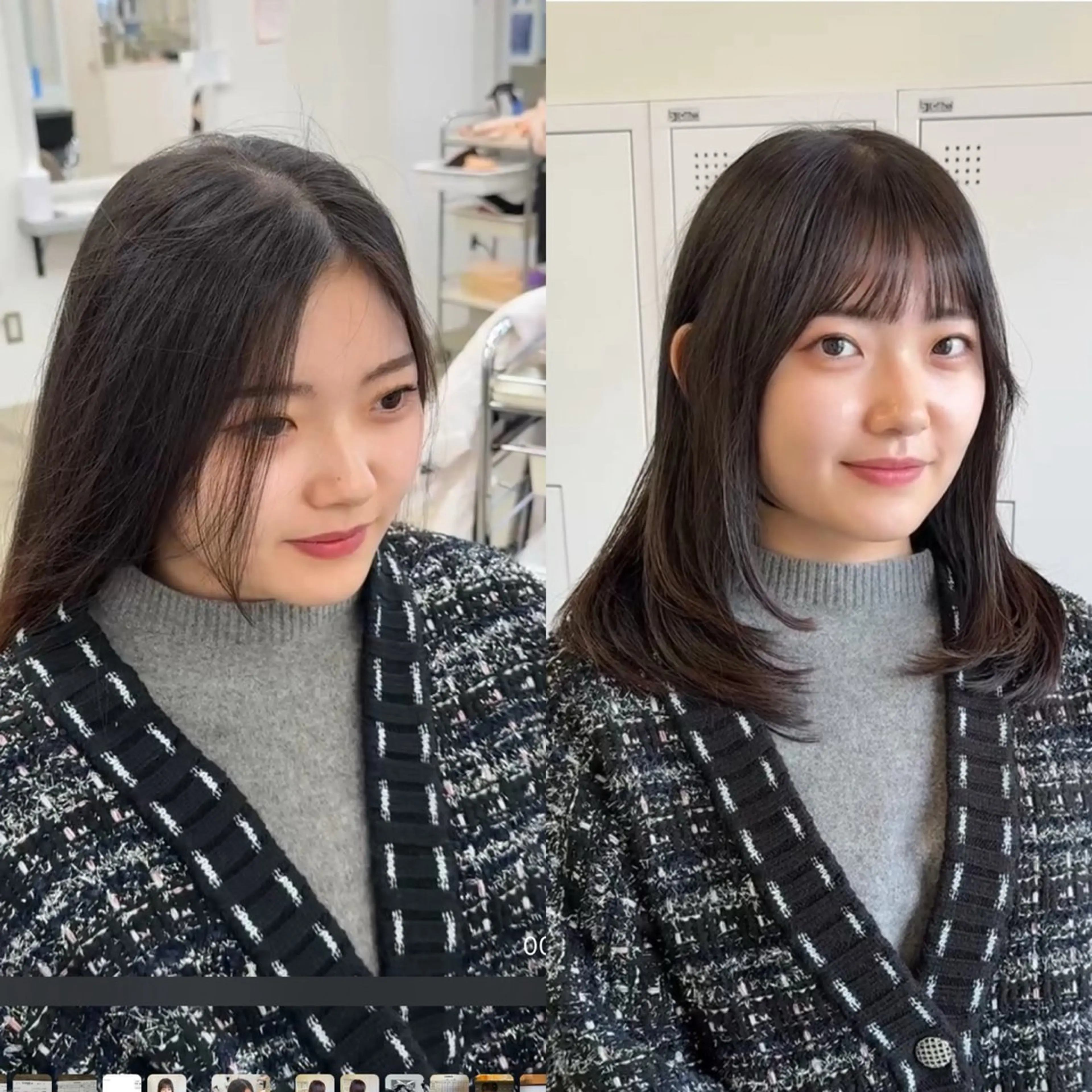 ミディアム ミディアムパーマ カット 縮毛矯正 クロスパーマ× 透明感カラー✂︎のヘアスタイル