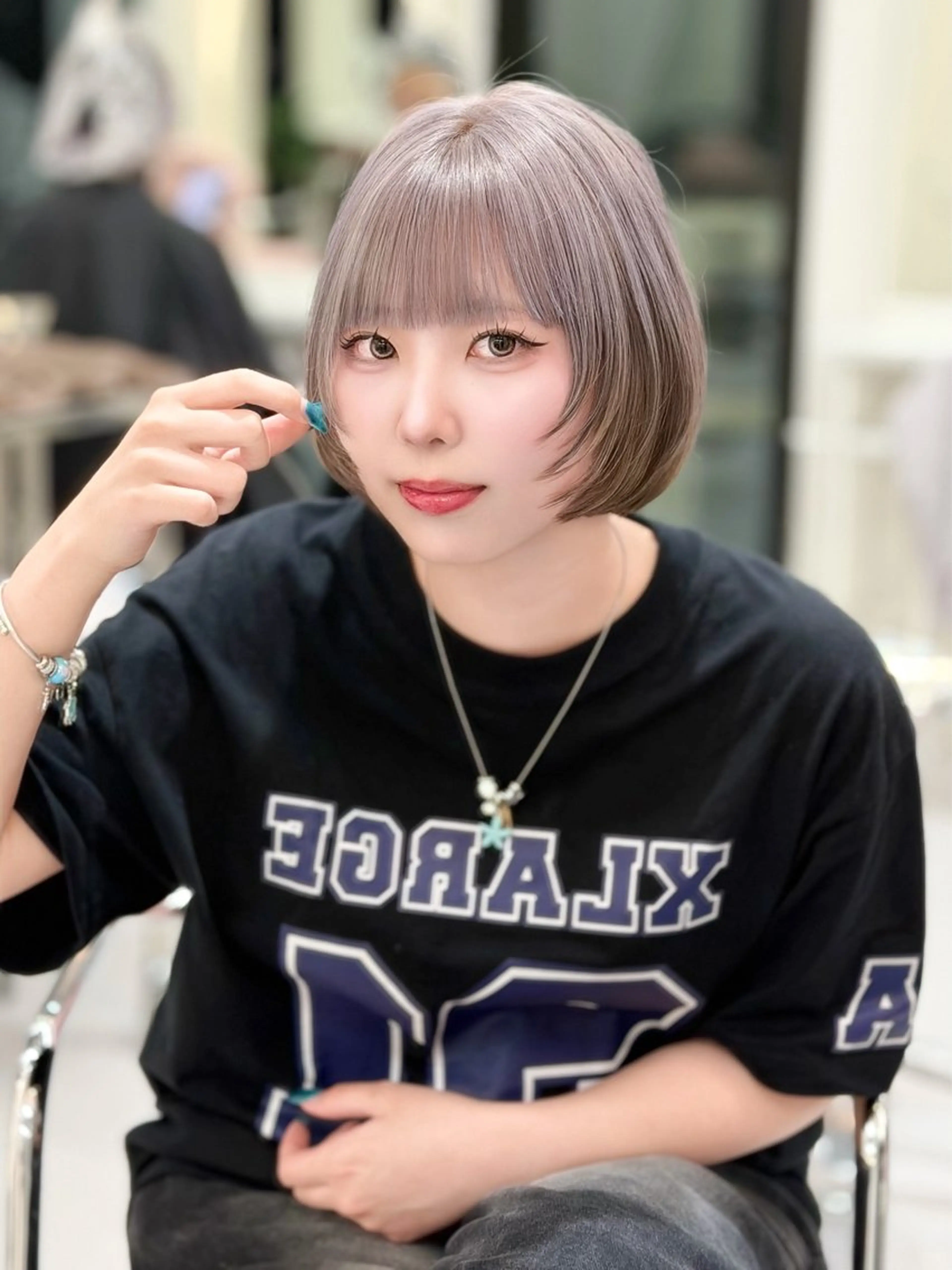 ショート カラー ヘアアレンジ カット トリートメント ヘアセット 縮毛矯正🤍 盛れるボブ/ひかりのヘアスタイル