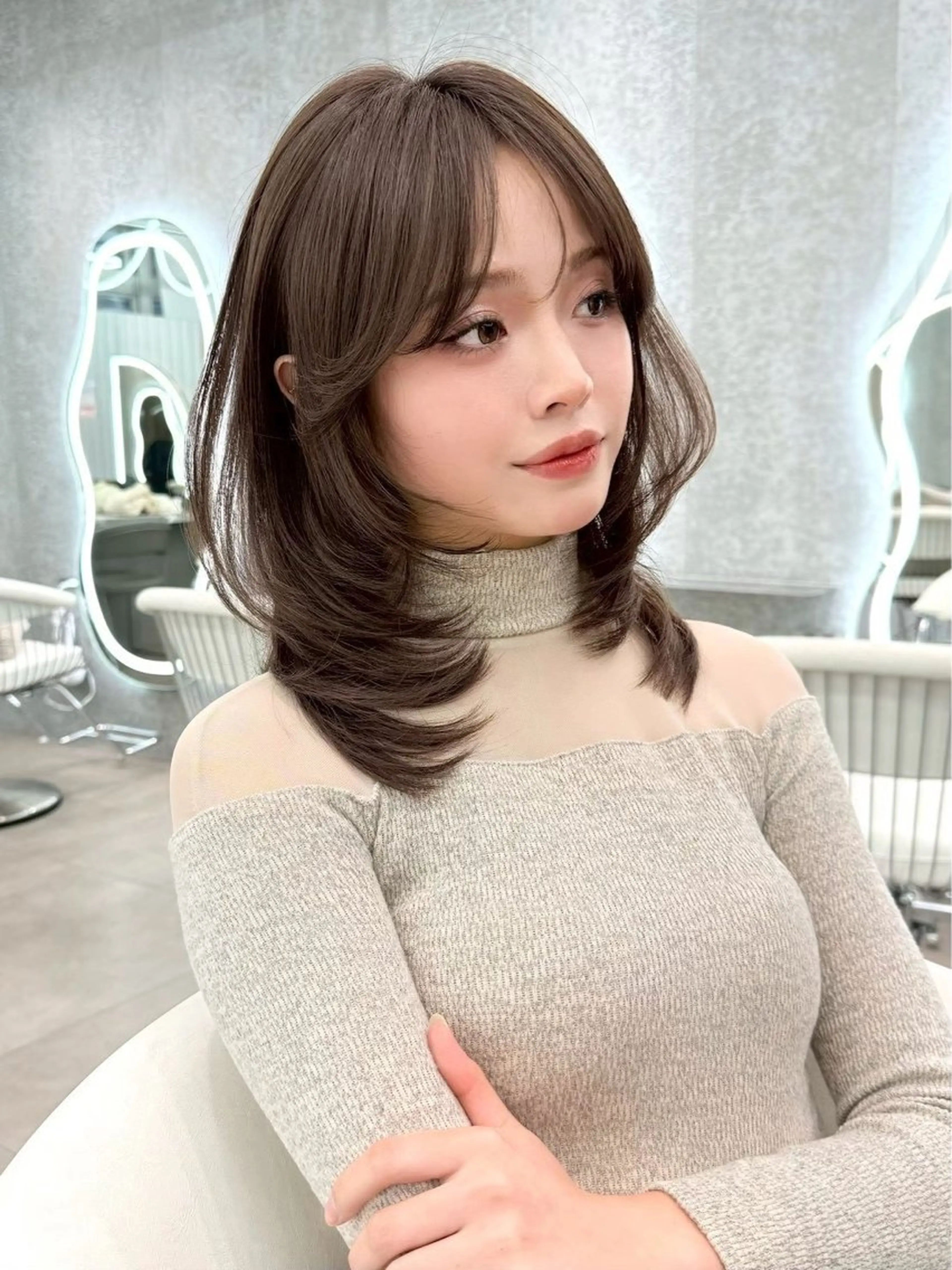 ミディアム 🩵レイヤー/ショー ト/🫧harukaのヘアスタイル