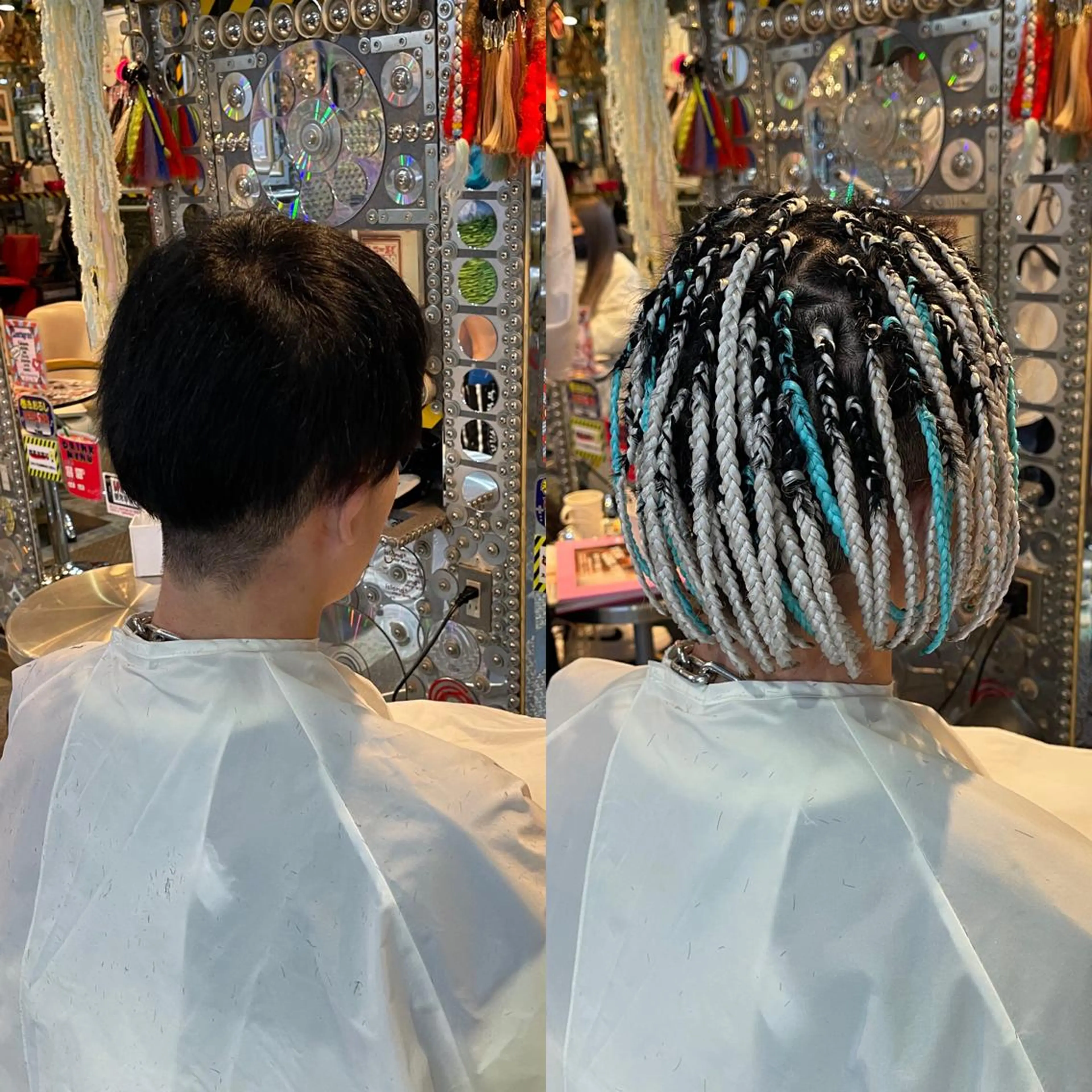 ショート カラー ヘアアレンジ メンズ ボブ 🌈派手髪エクステ ブレイズ🌈ひろとのヘアスタイル