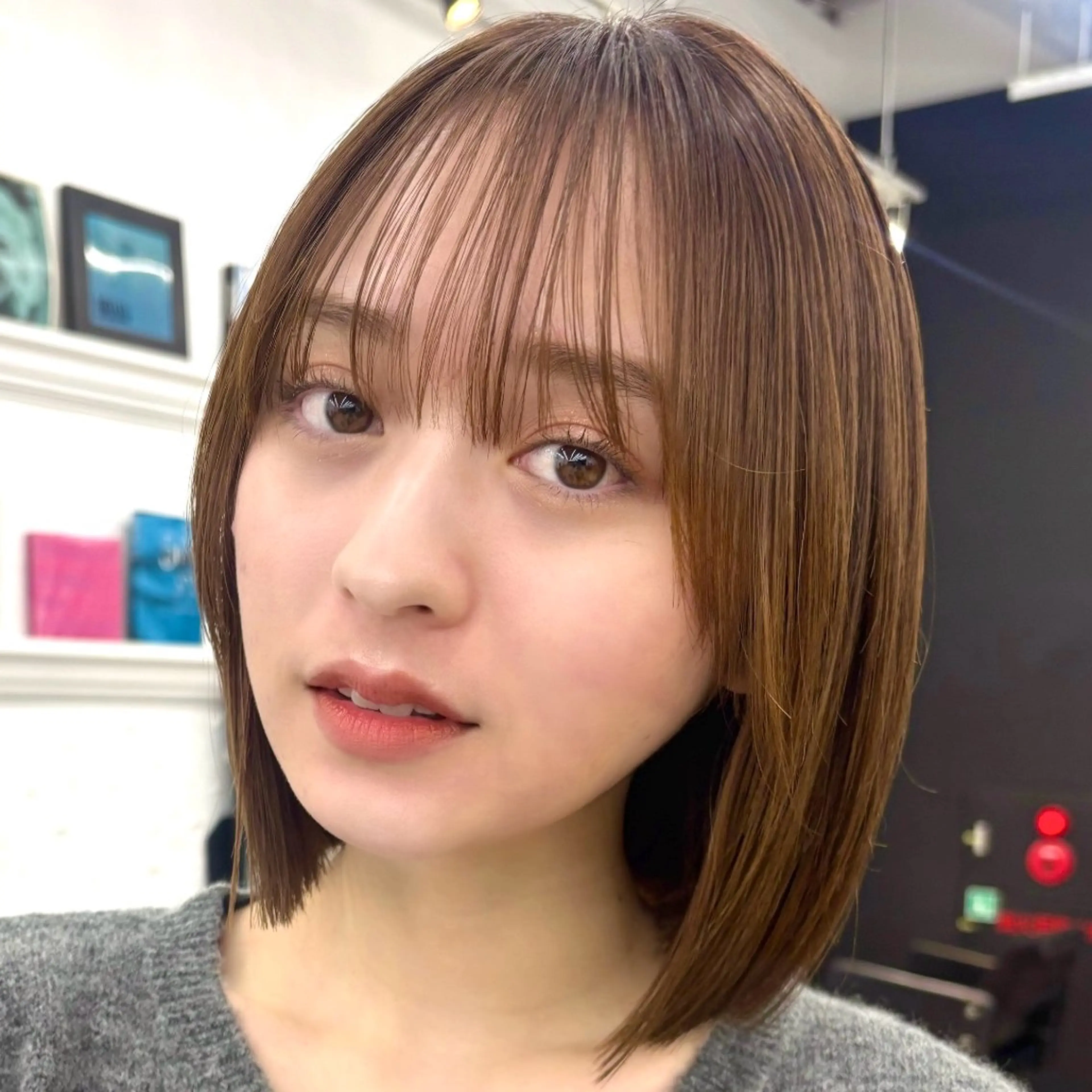 ショート カラー ボブ 似合わせカット カット ヘアカラー トリートメント 顔まわり🥨レイヤー /透明感/水口舞奈のヘアスタイル