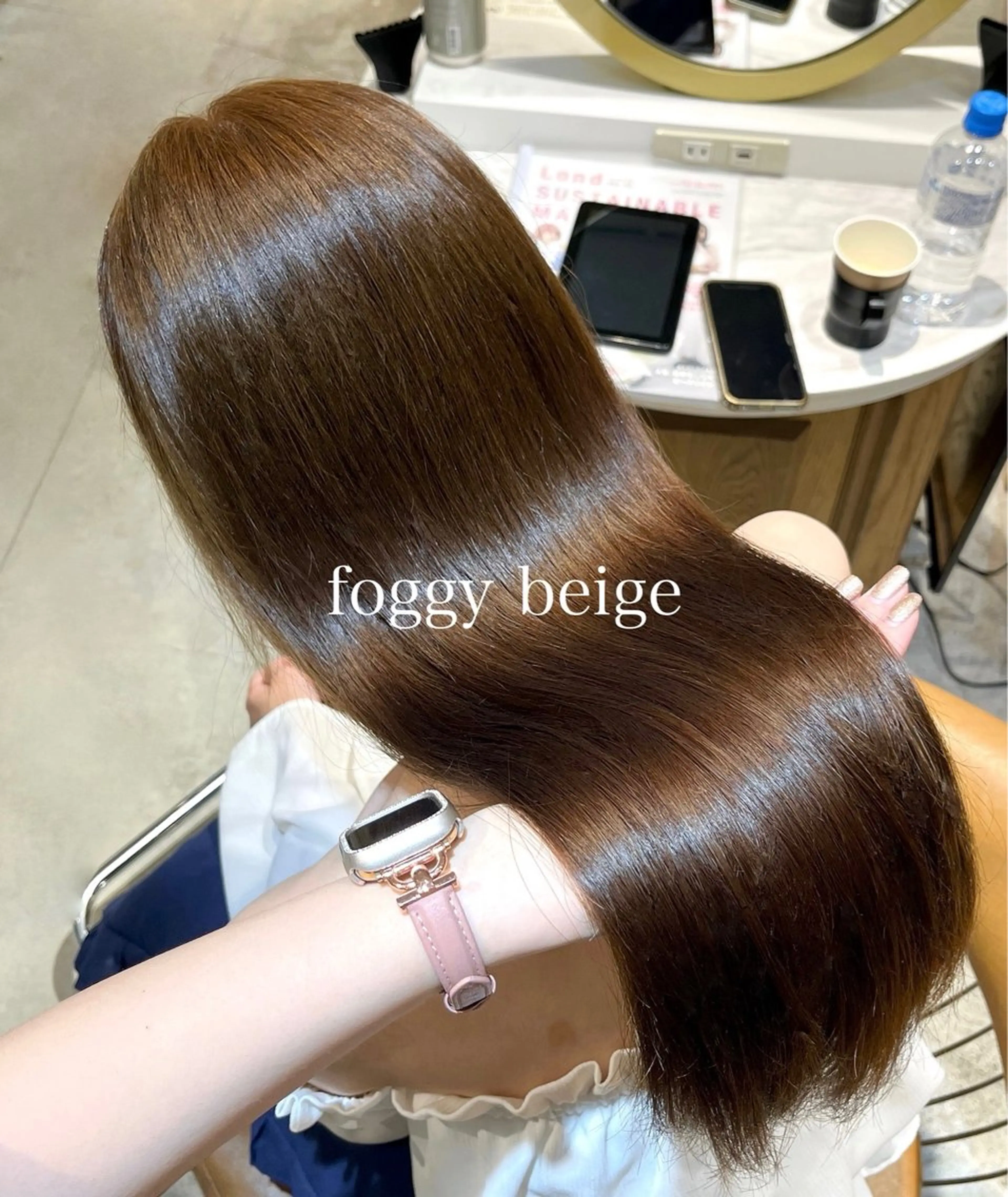 ロング カラー バレイヤージュ ベージュカラー ブリーチ ブラウンカラー ケアブリーチ ヘアカラー トリートメント 髪質改善/縮毛矯正/ レイヤーカットななこのヘアスタイル