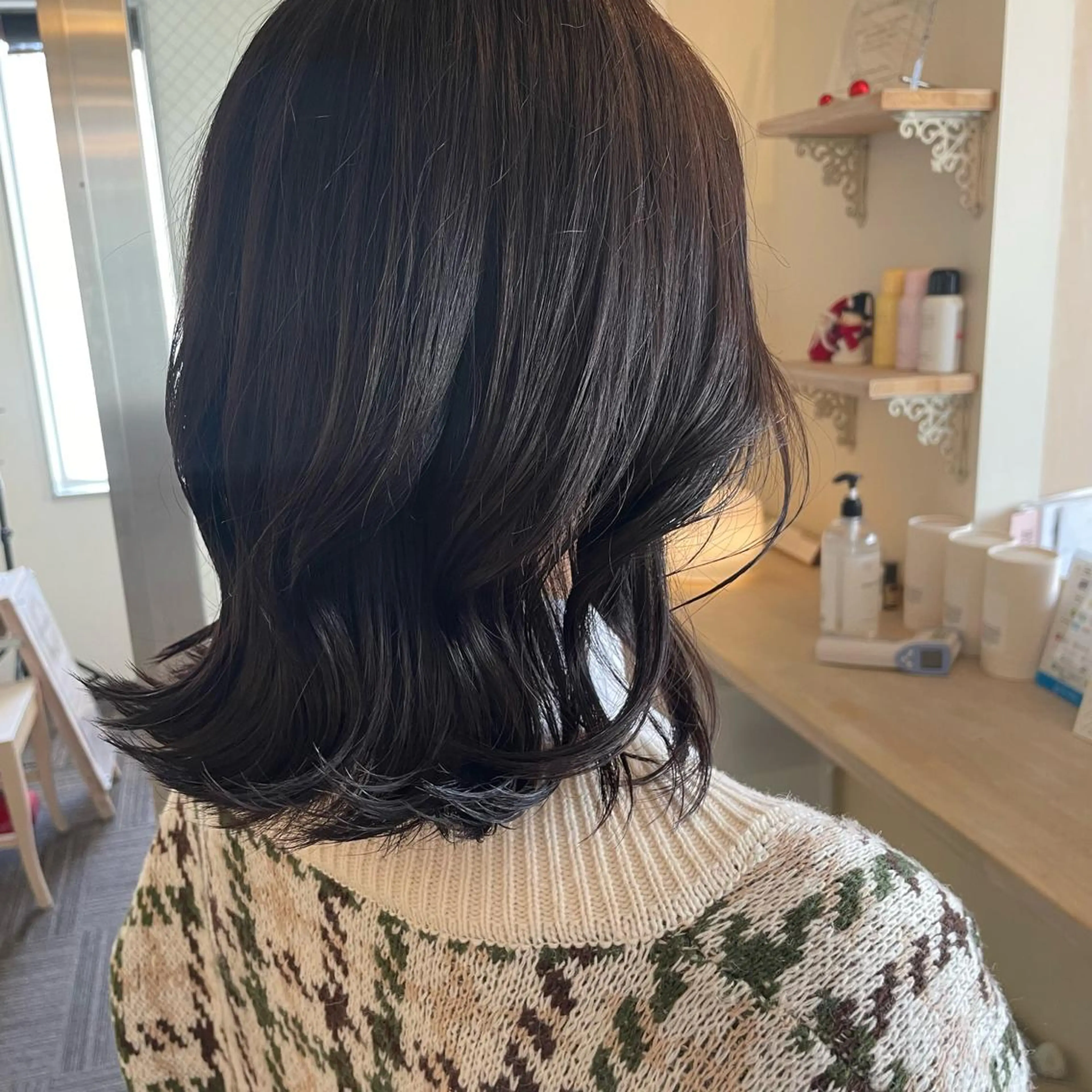 ミディアム カラー ショコラグレージュ グレージュ ヘアカラー トリートメント ボブウルフ/ボブ Satsuki【名駅のヘアスタイル