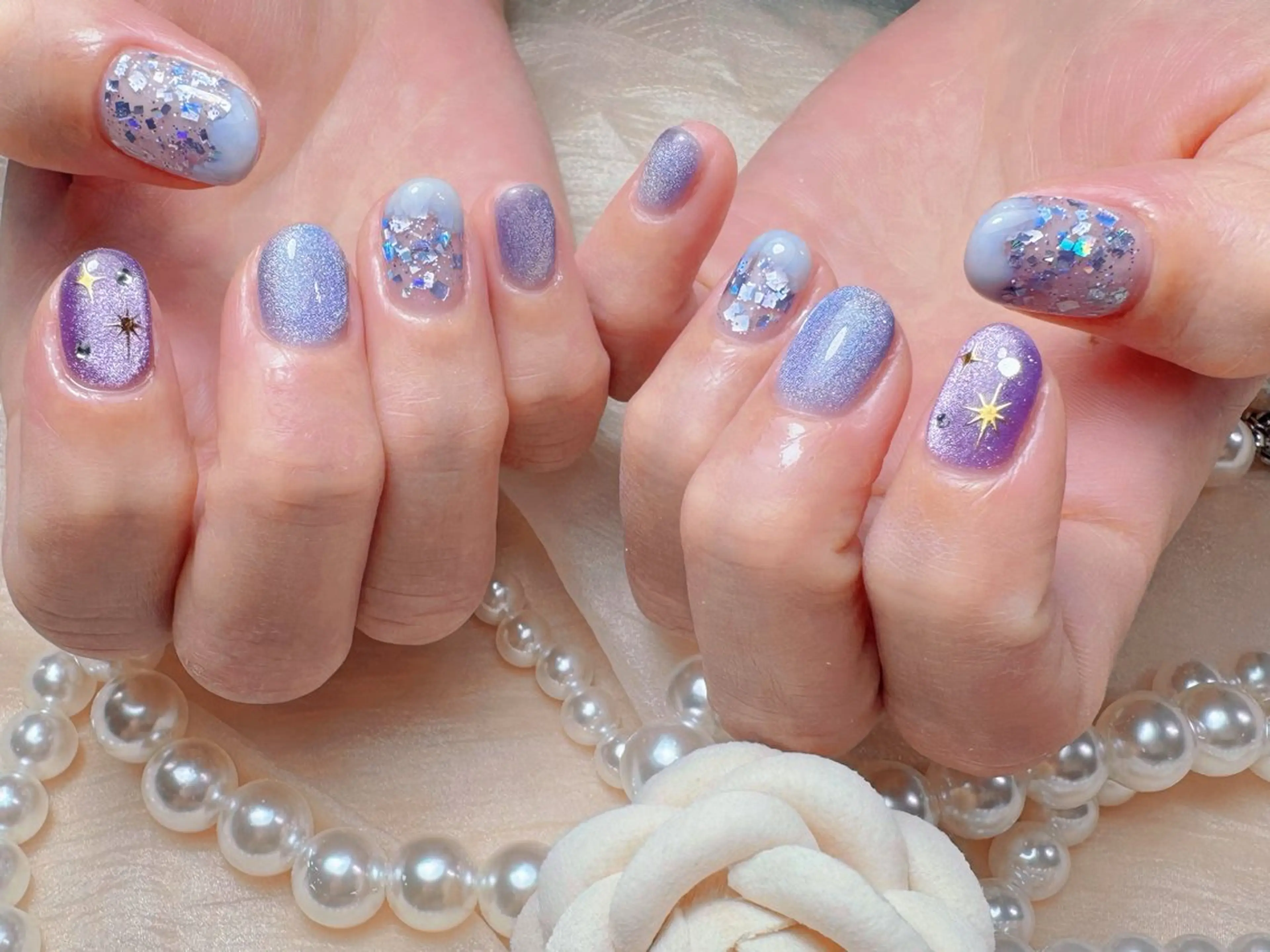 ネイル ハンドネイル マジック ミラーのネイルデザイン