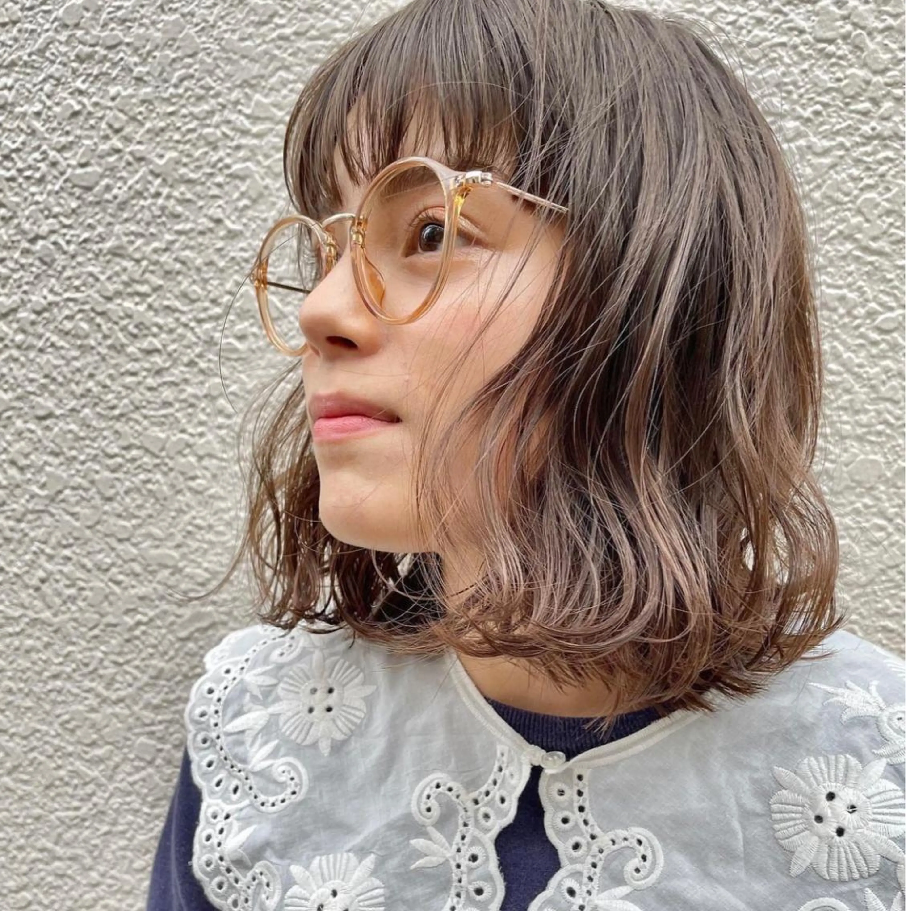 ミディアム パーマ ミディアムパーマ ボブ 吉川 陽菜のヘアスタイル