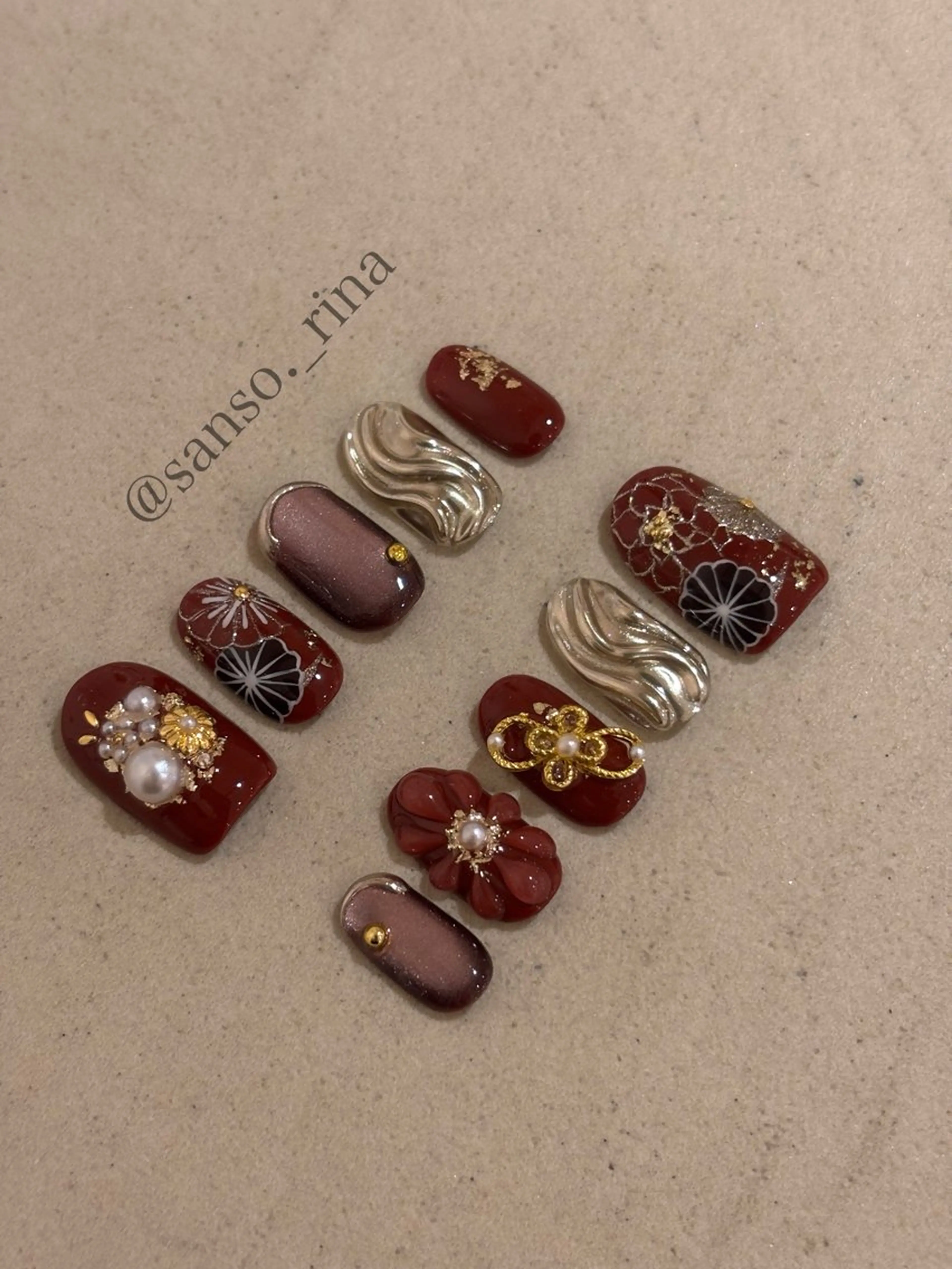 ネイル 成人式 ネイルチップ ハンドネイル フットネイル nuu 栄所属・早川 里奈のネイルデザイン