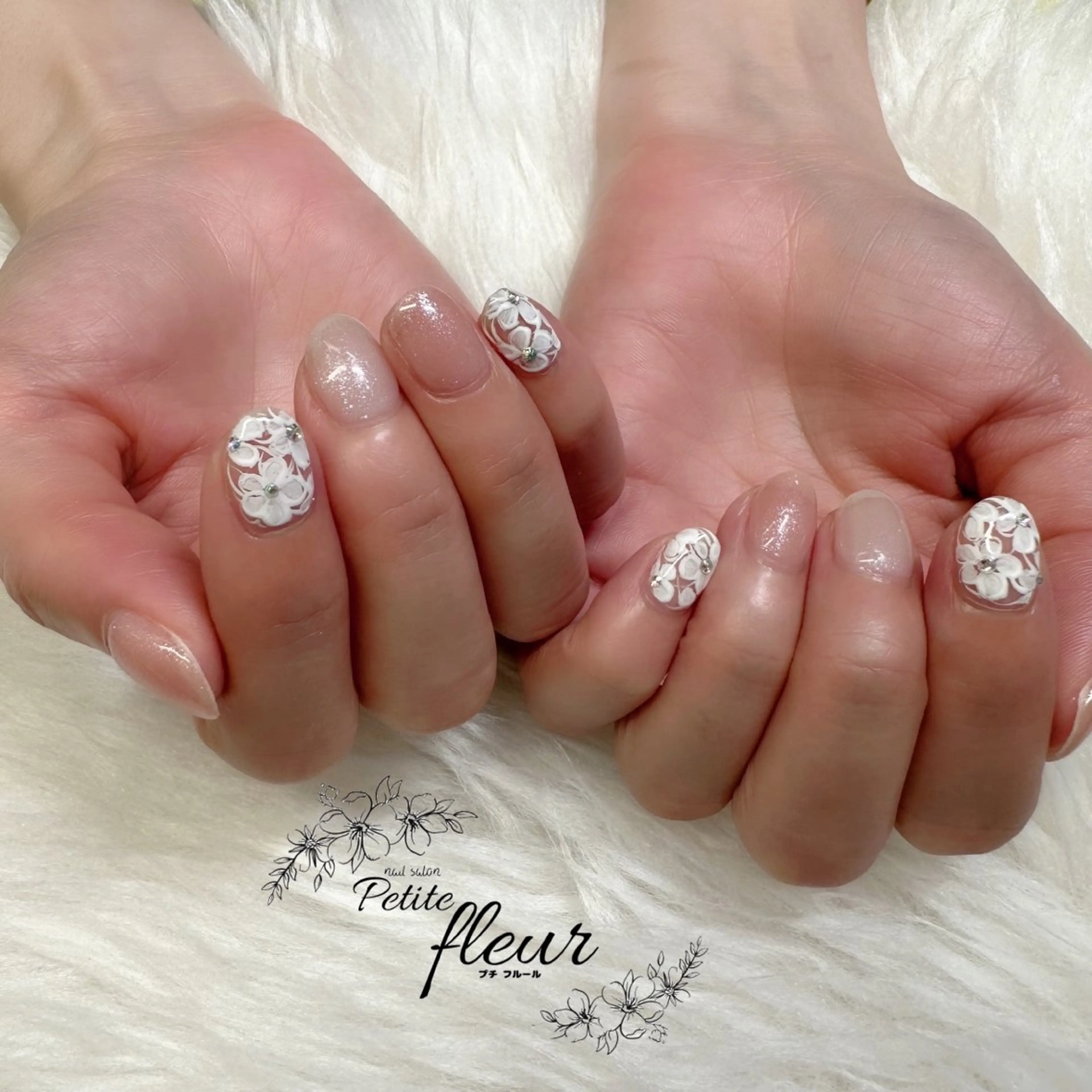 ネイル フラワーネイル レース ❁⃘*。Petite fleur❁⃘*りさのネイルデザイン