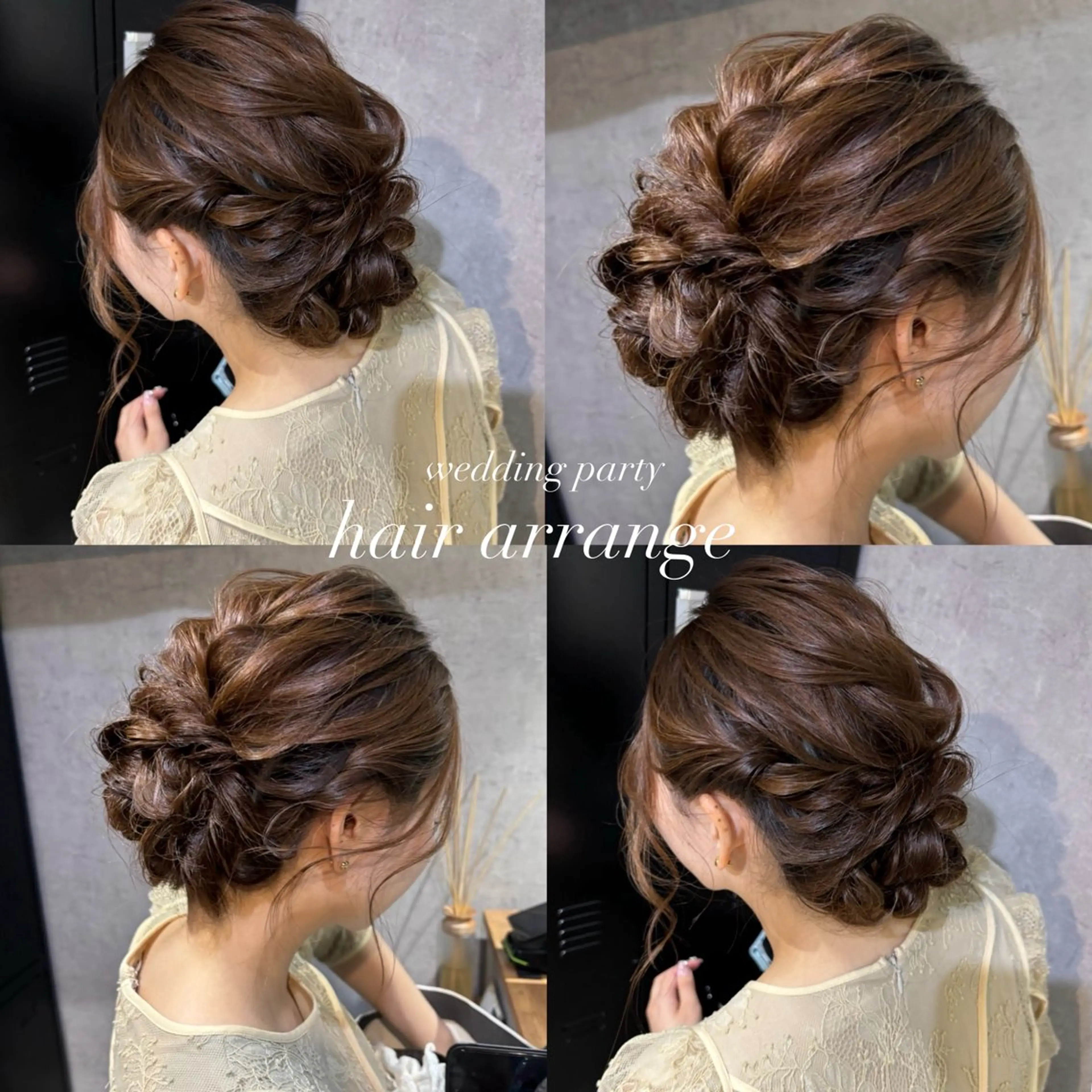 セミロング ヘアアレンジ 結婚式・ブライダル ヘアセット 松井那津子 /ハイライトブリーチのヘアスタイル