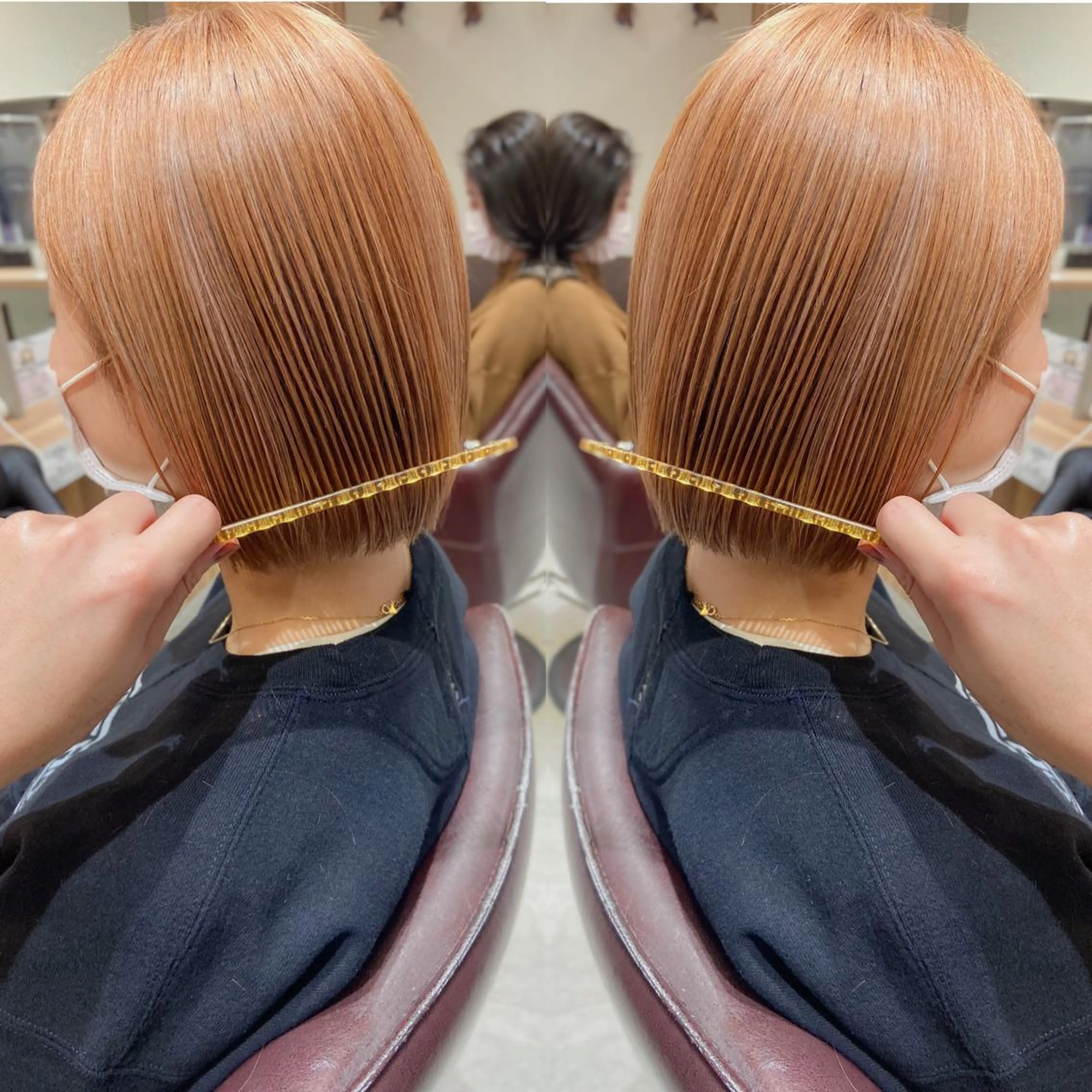 ミディアム カラー ヘアアレンジ ブリーチ ハイライトカラー ハイライト ヘアカラー トリートメント 竹内啓太 ボブのヘアスタイル