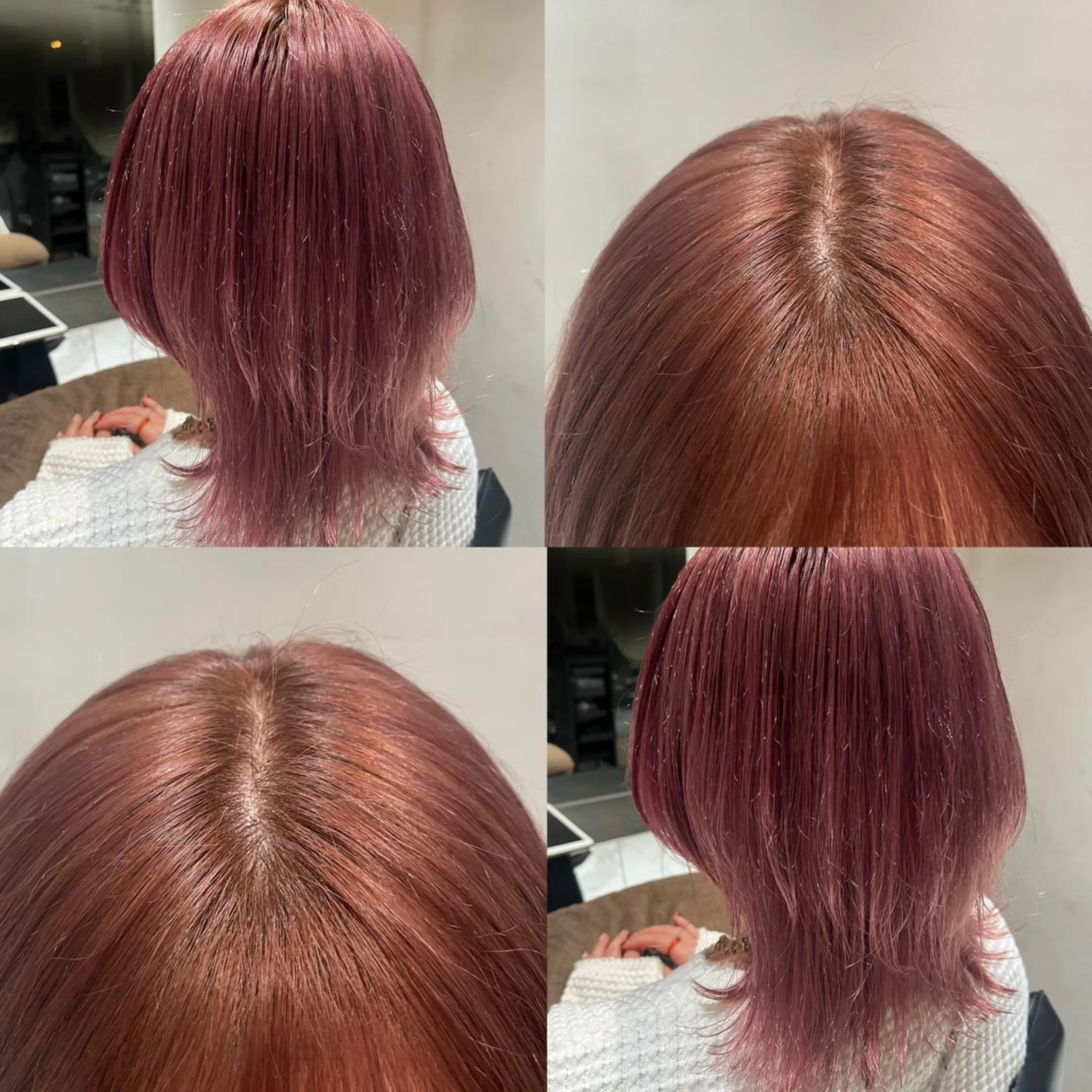 ミディアム カラー ベージュカラー ハイトーンカラー ピンクカラー ピンクベージュ ウルフカット カット ヘアカラー トリートメント ヘッドスパ ヘアセット カジュアルを女っぽく 𝗮𝘆𝗮𝗰𝗼のヘアスタイル