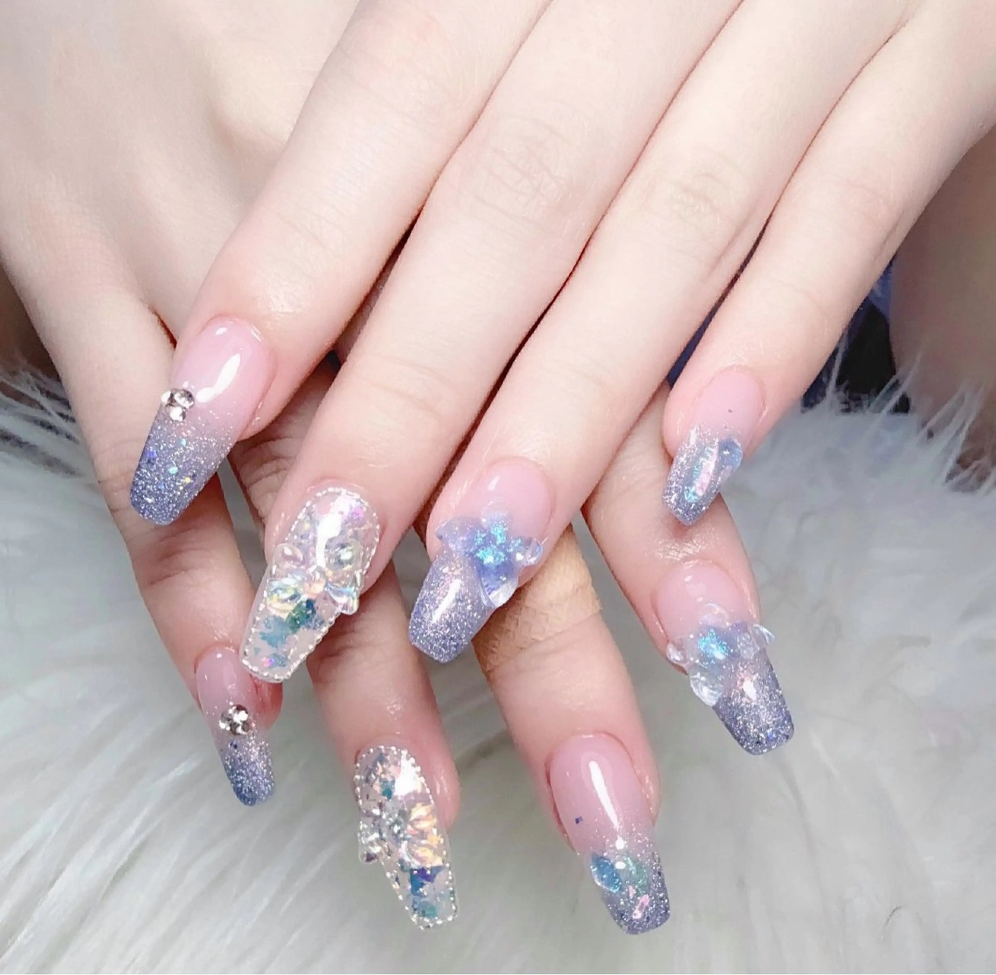 ネイル 長さ出し フレンチネイル 韓国ネイル レース マグネットネイル yuna ユナのネイルデザイン