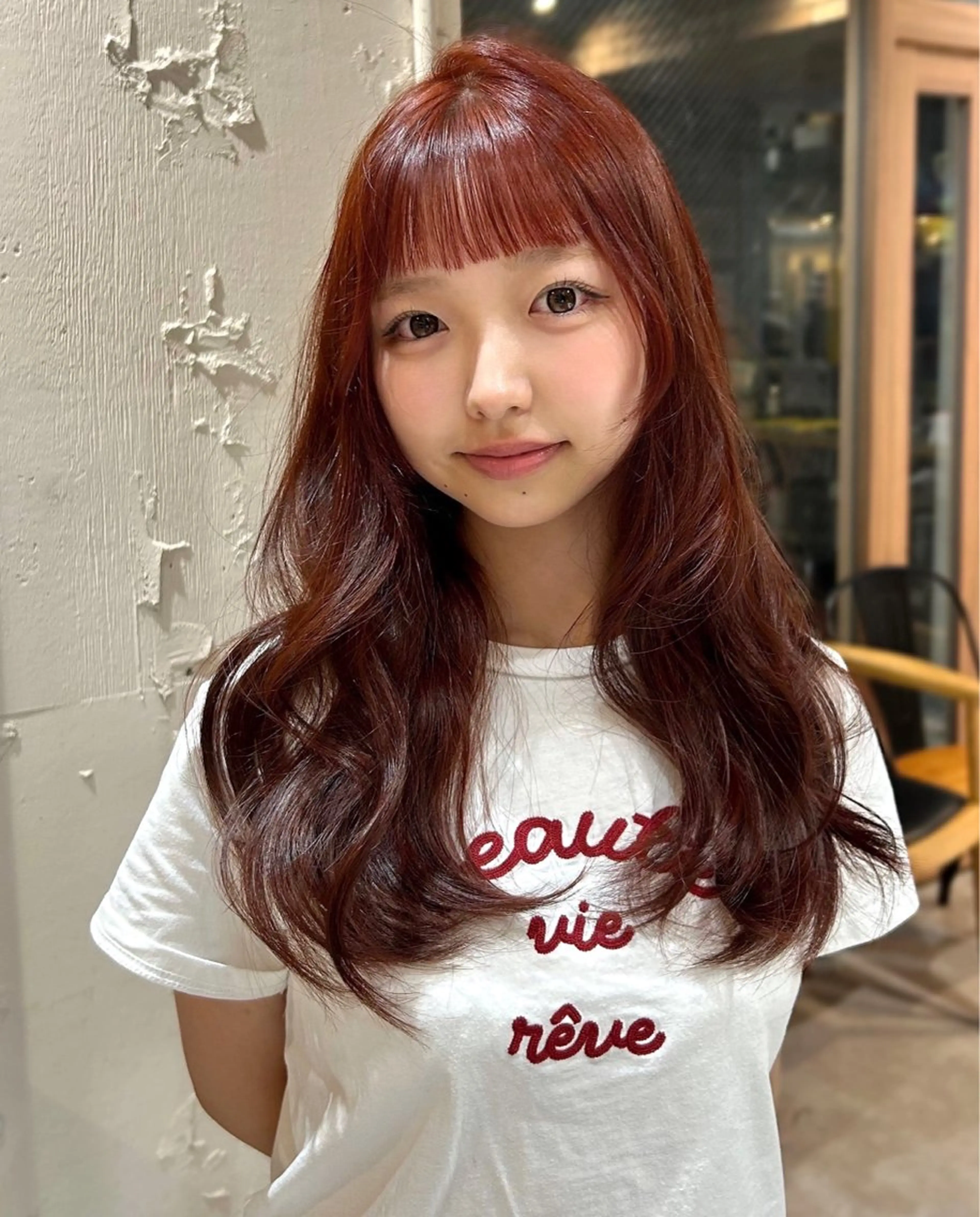 ロング カラー ブリーチ ブラウンカラー ブリーチなしカラー オレンジ オレンジブラウン ヘアカラー レイヤー/nail COCOROのヘアスタイル