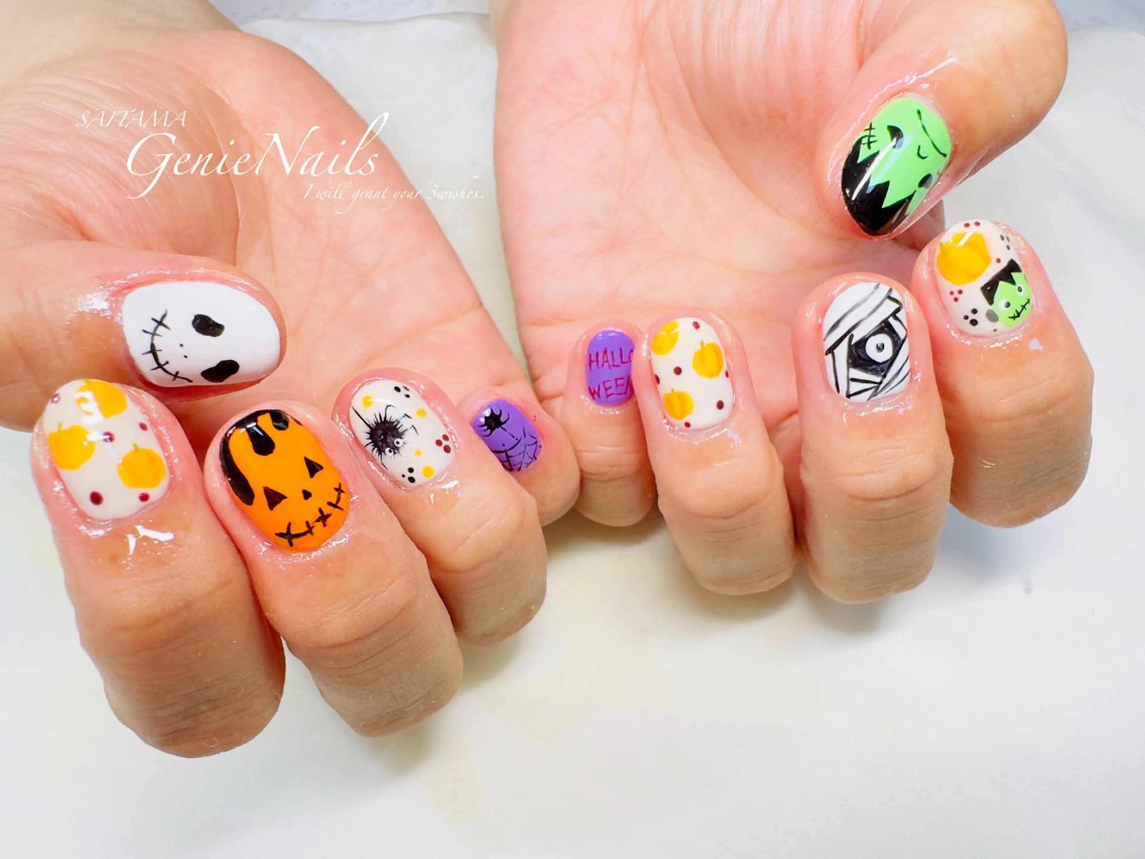 メンズ ネイル ハロウィン アートネイル フットネイル ハロウィン メンズネイル Genie Nailsのネイルデザイン