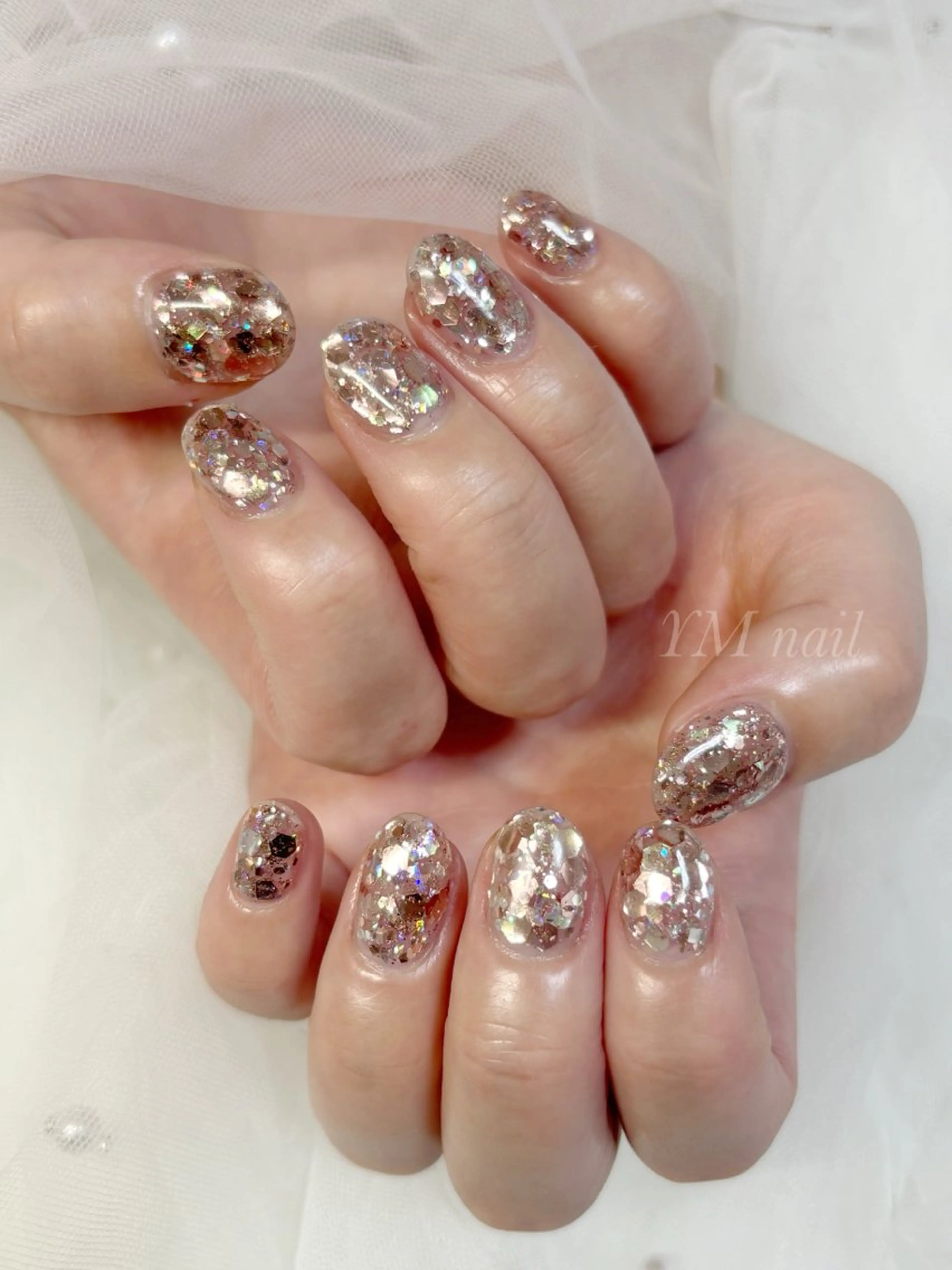 ネイル ジェルネイル 韓国ネイル ラメ(グリッター) ワンカラーネイル ピンク ハンドネイル YM nailのネイルデザイン