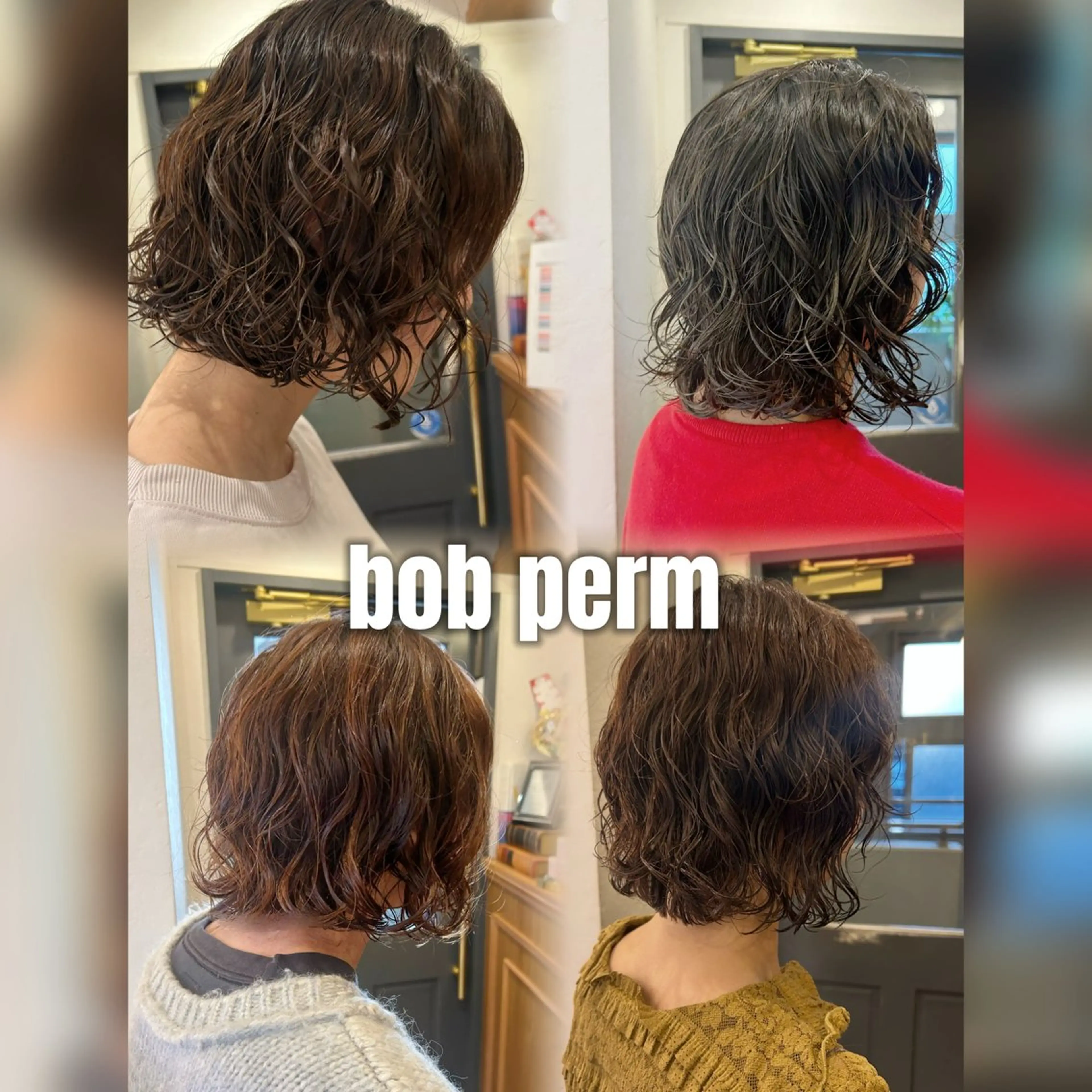 ミディアム カット パーマ トリートメント ヘッドスパ オリーブカラー/みづ き/ボブパーマ🤍のヘアスタイル