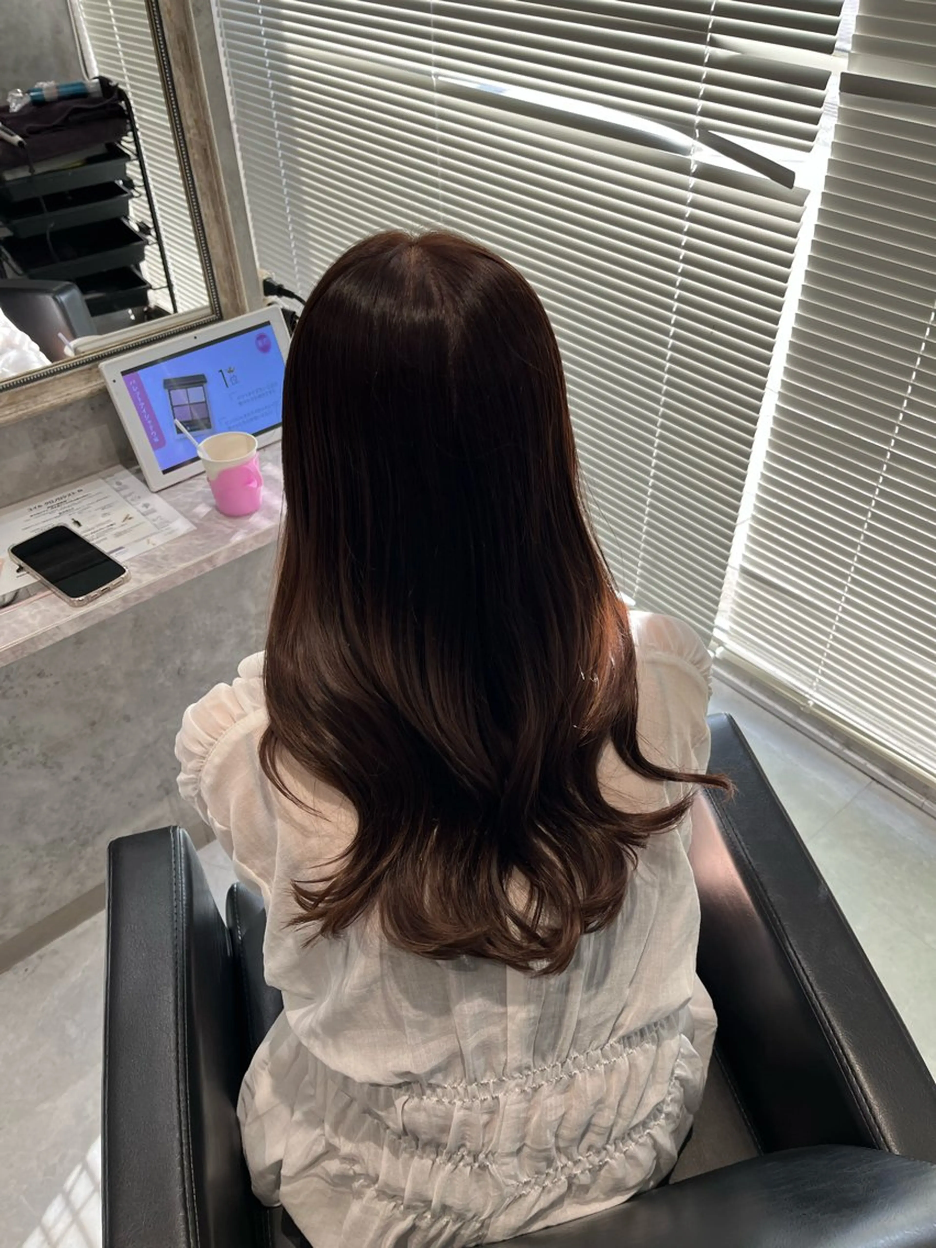 セミロング チョコレートブラウン ヘアカラー トリートメント ヘアセット ✨透明感／艶／ レイヤー／相原楓🍁のヘアスタイル