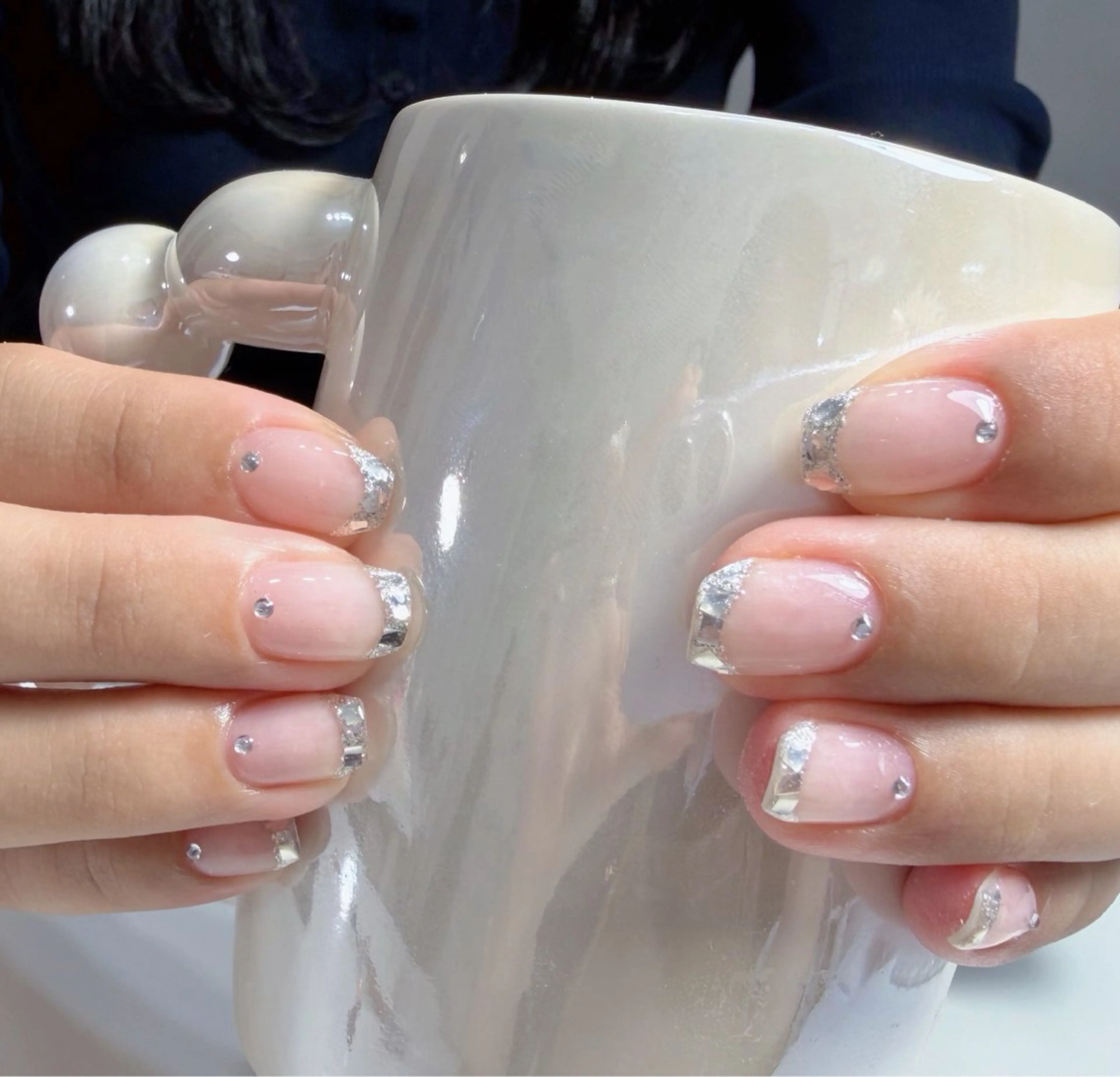 クリアベース　ガラスフレンチネイルの写真