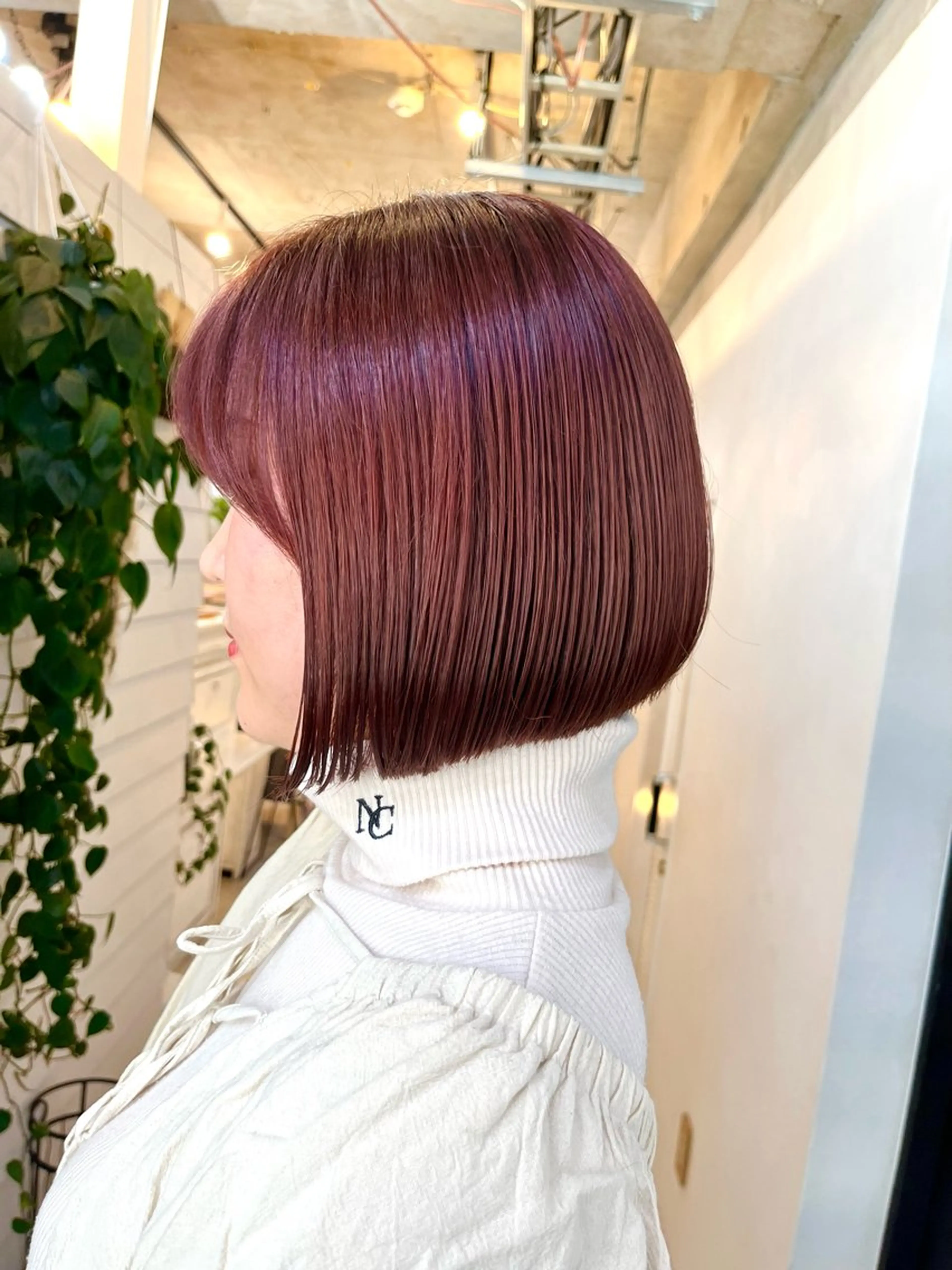 ショート カラー ブリーチ ブリーチなしカラー ピンクカラー ボブ ヘアカラー トリートメント ブリーチ無Wカラー メンズパーマ大成のヘアスタイル