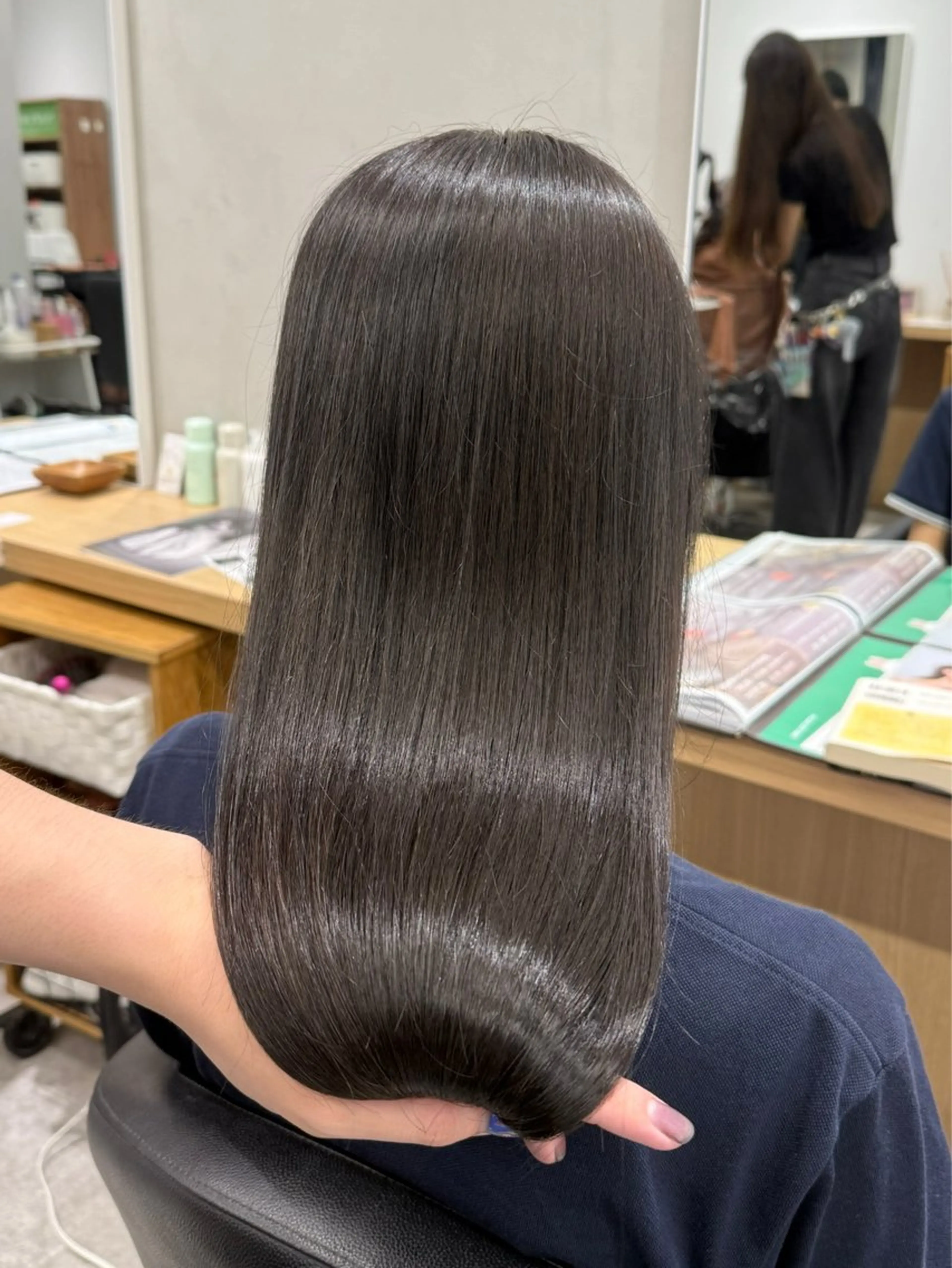 セミロング カラー グレージュ 髪質改善 カット ヘアカラー 巻ける髪質改善🫧ハ イライト/永田汰伊智のヘアスタイル