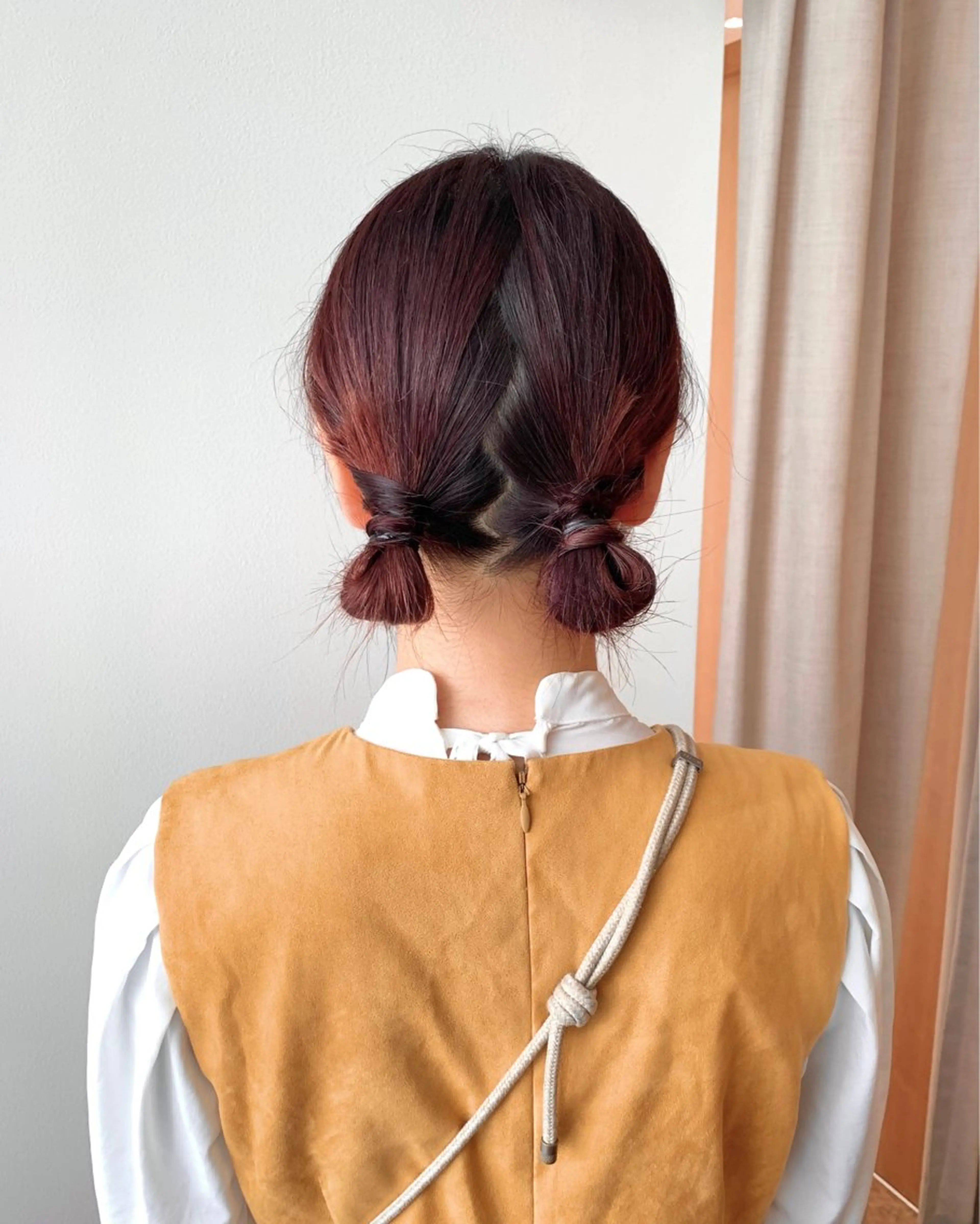 ミディアム カラー ヘアアレンジ パーマ/暖色/ボブ イワタテ🇰🇷のヘアスタイル