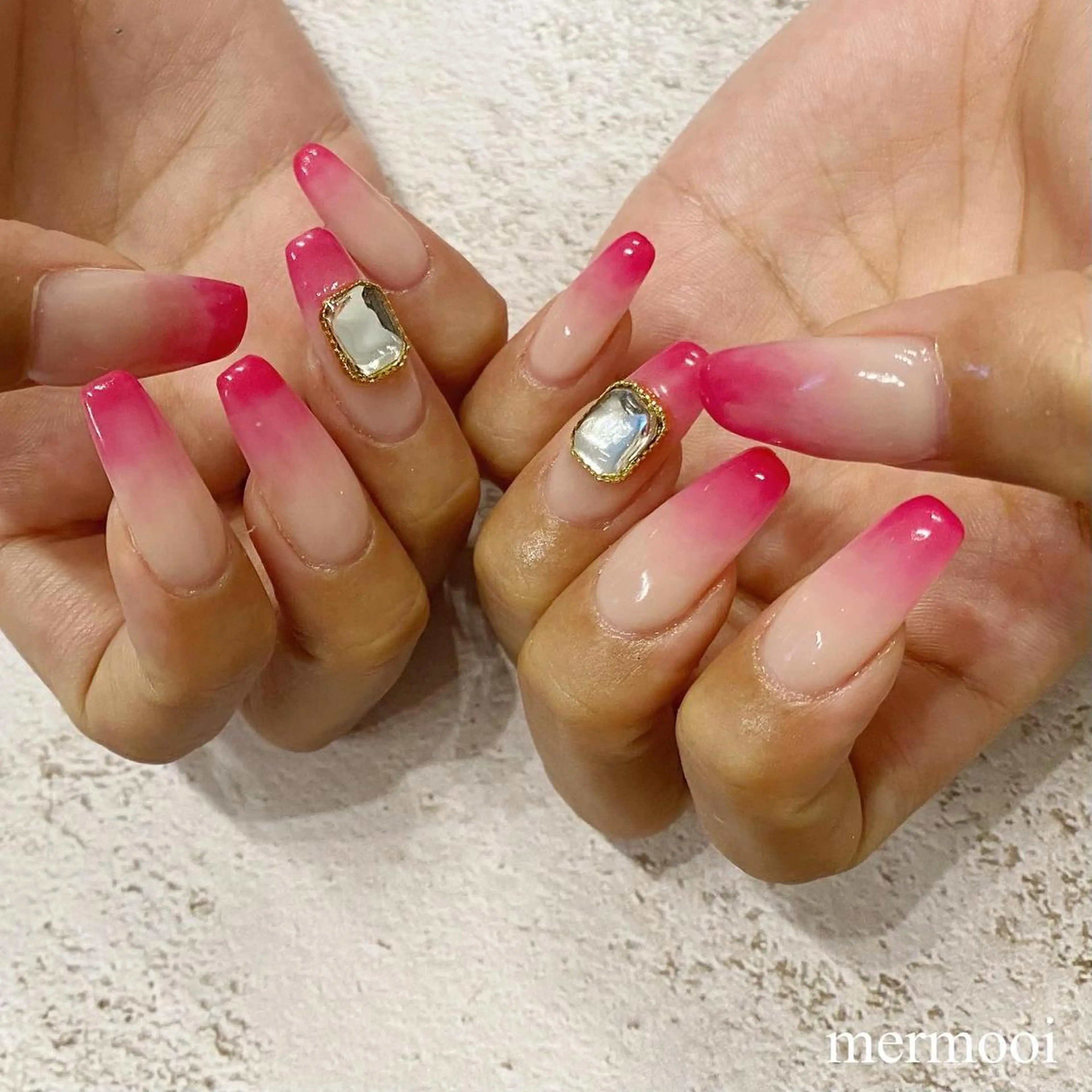 ネイル 韓国ネイル ロングネイル ニュアンスネイル スカルプネイル シンプルネイル mermooi所属・melumooi nailのネイルデザイン