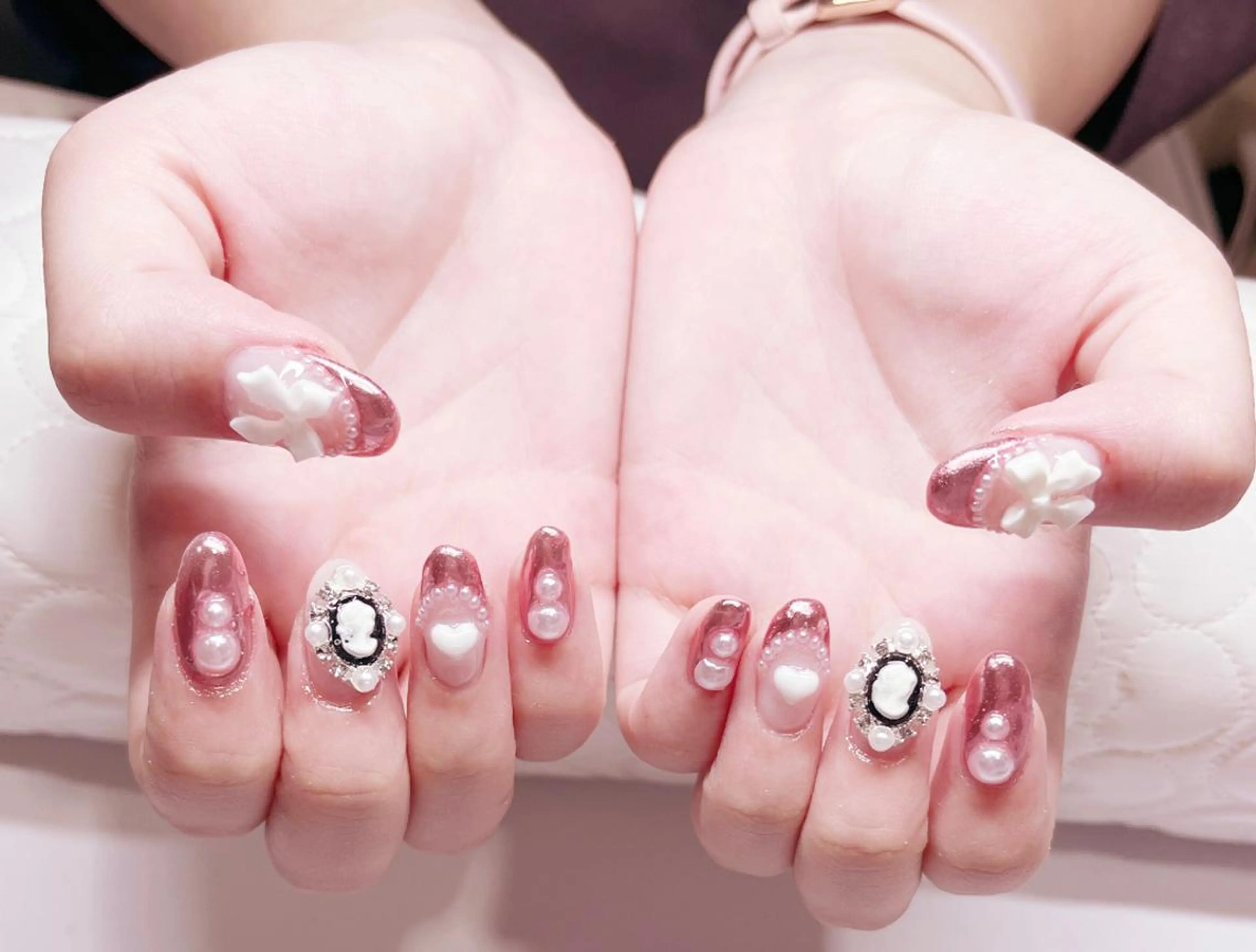 ネイル ミラーネイル ピンク ワンホンネイル ハンドネイル toystage .nailのネイルデザイン