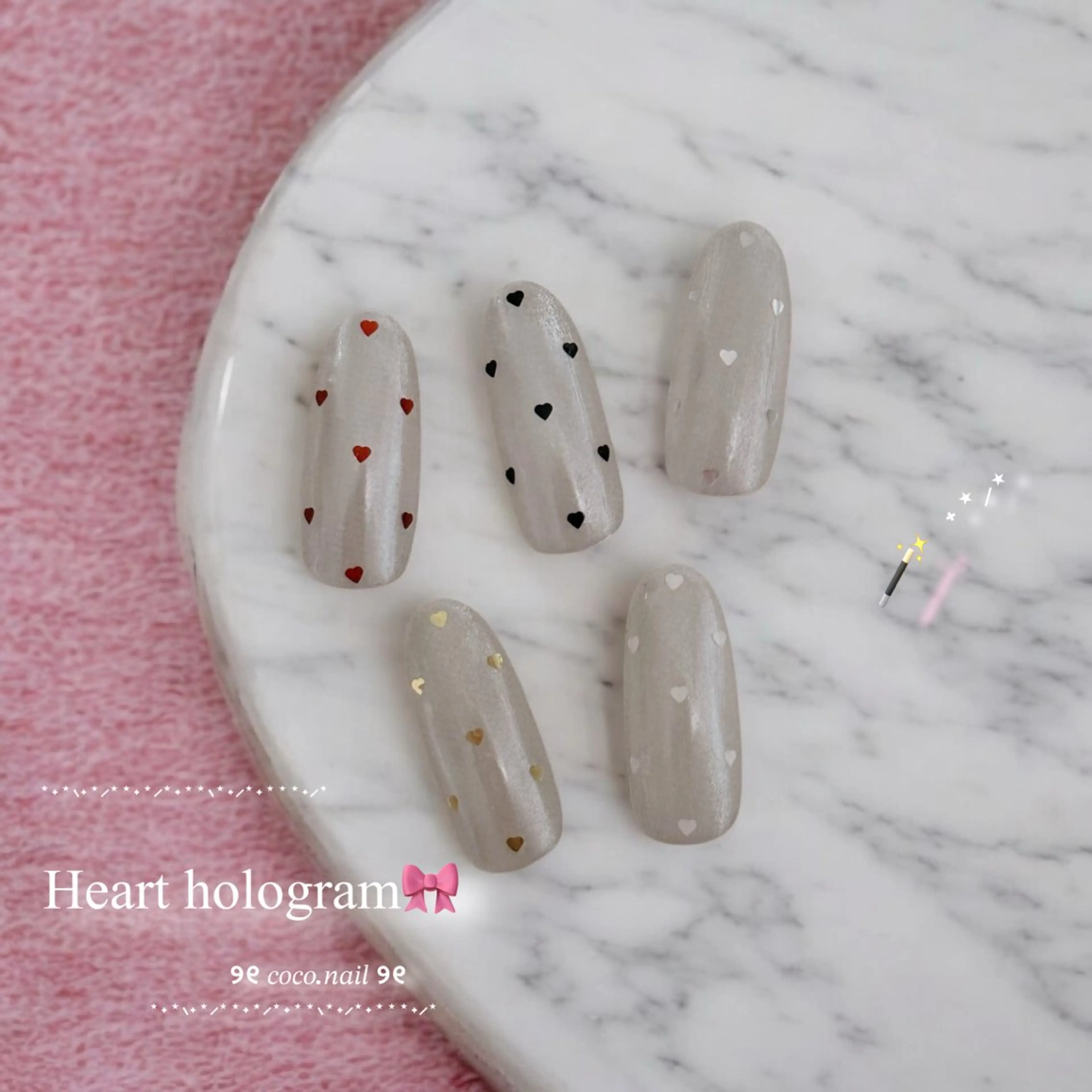 ネイル ハート ハンドネイル フットネイル lili.nail y2k/長さ出しのネイルデザイン