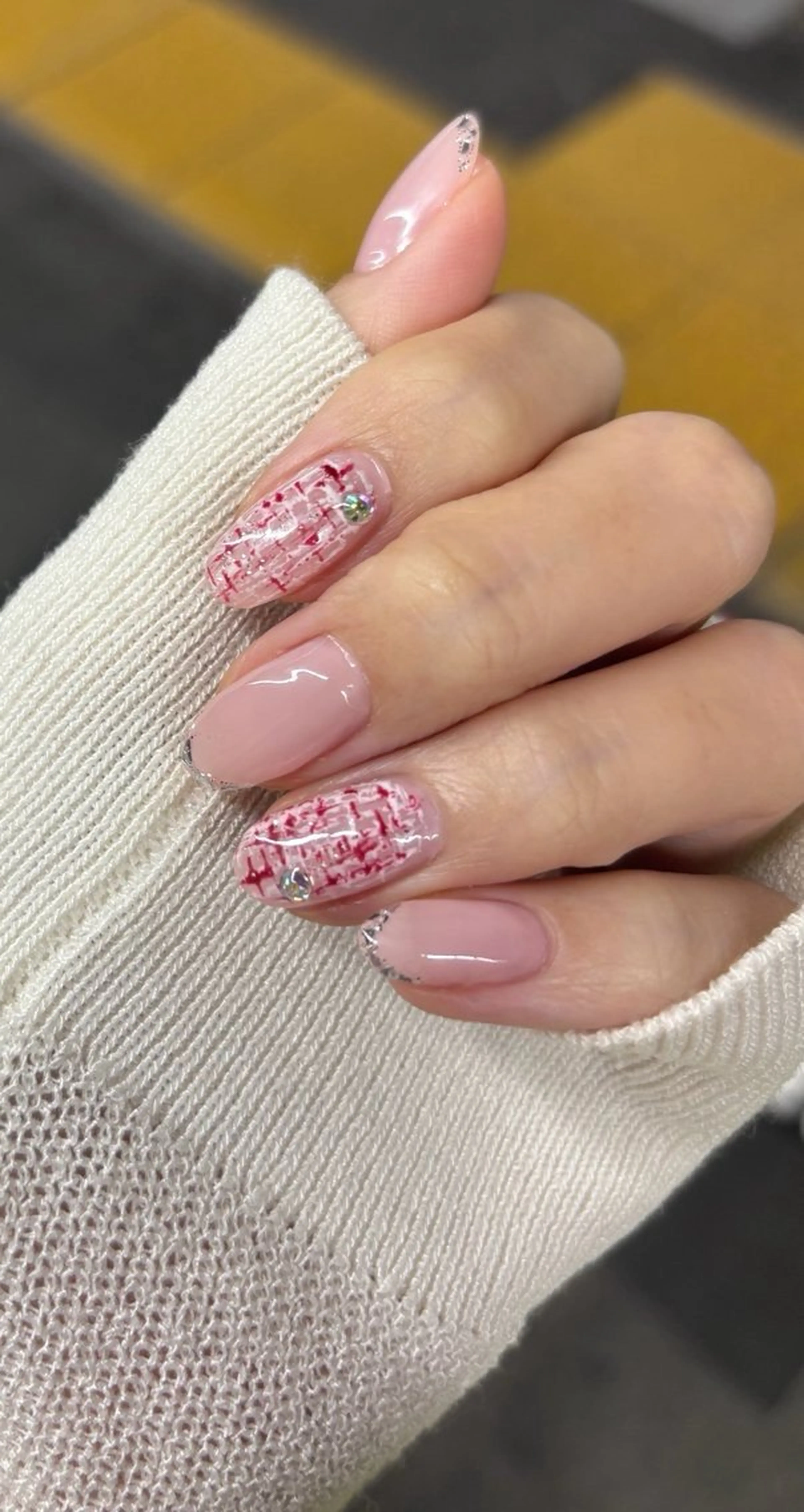 ネイル フレンチネイル ガラスフレンチ ツイードネイル Sei ｜ cres nailのネイルデザイン