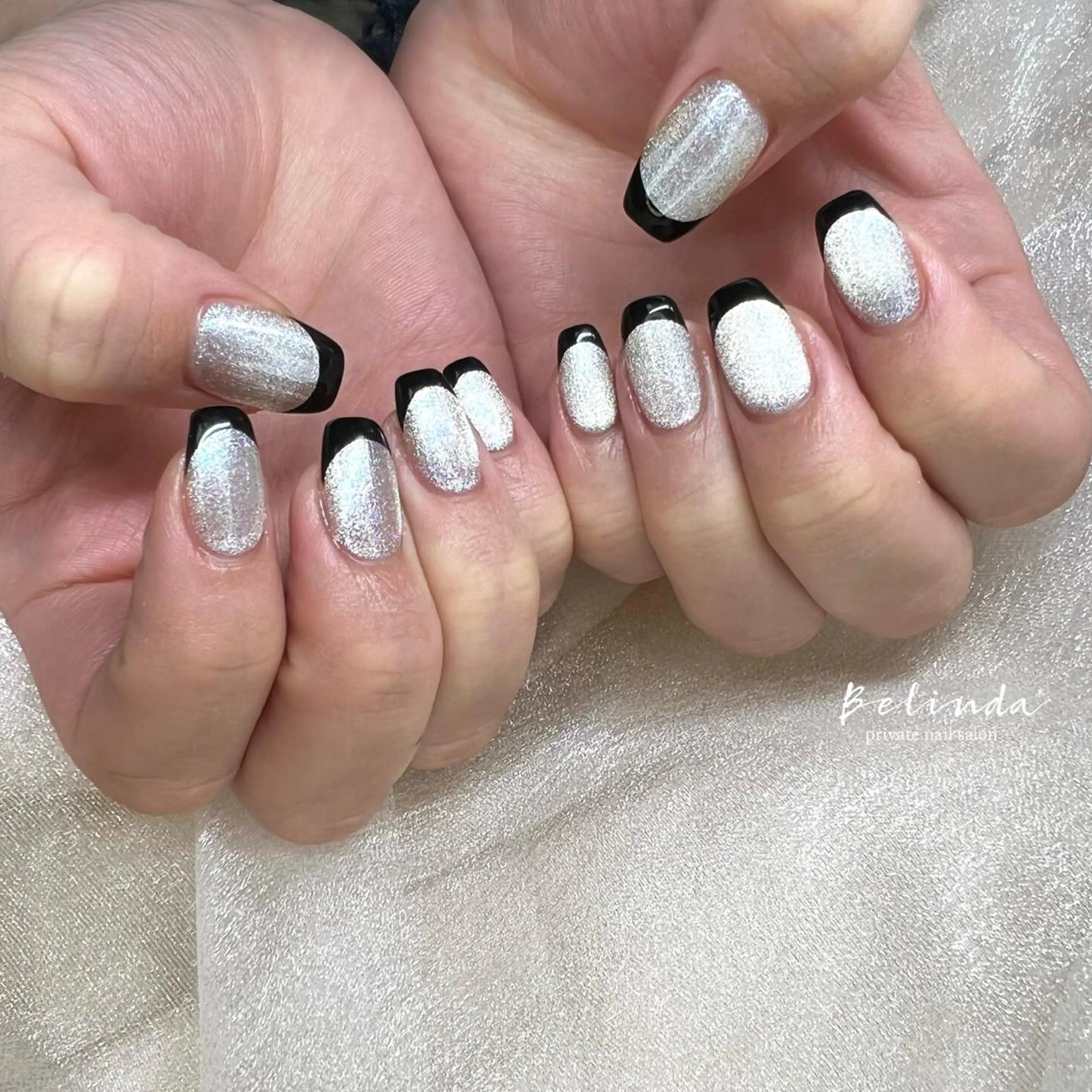 ネイル フレンチネイル マグネットネイル マグネットフレンチ ハンドネイル Belinda Nailのネイルデザイン