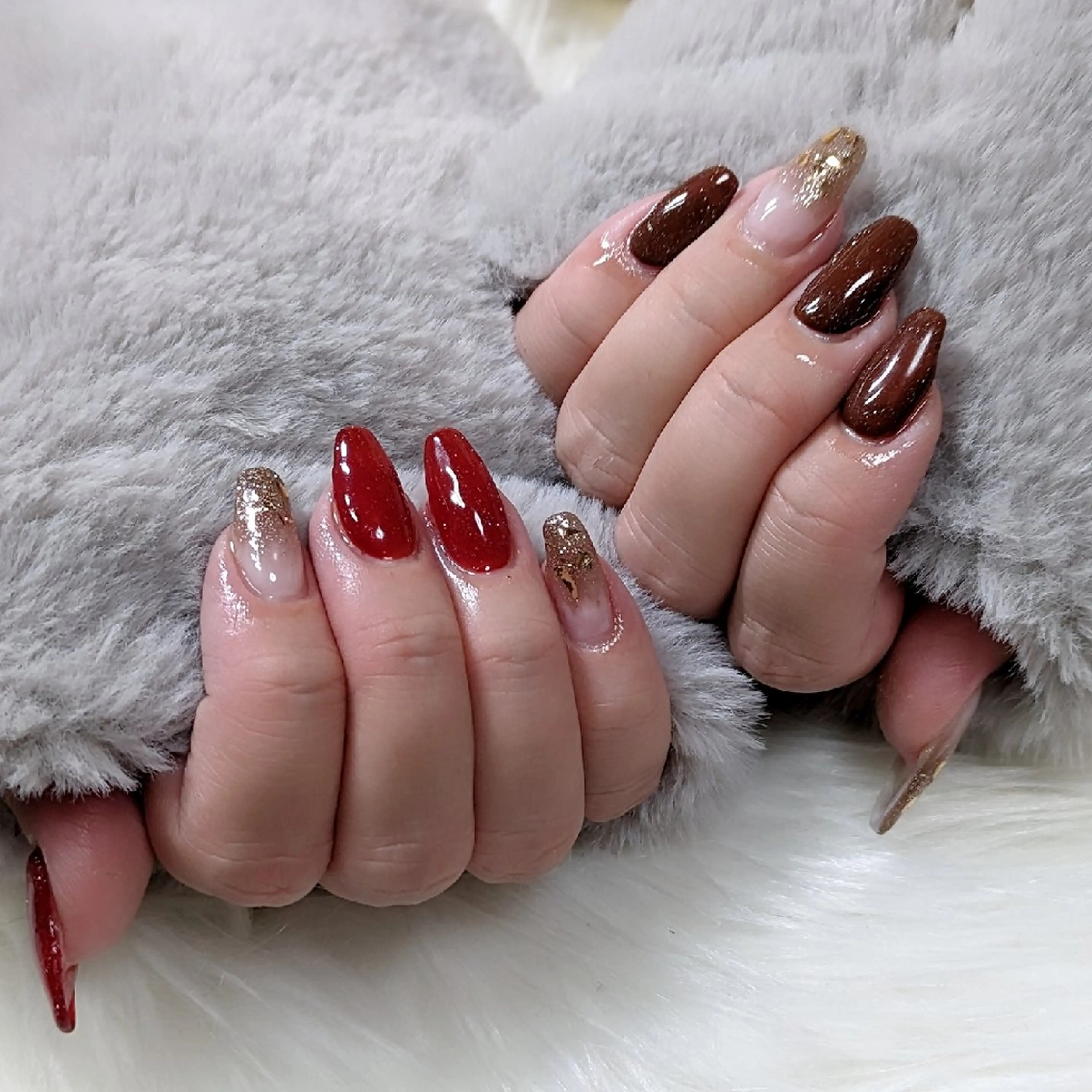 ネイル ボルドー ブラウン ニュアンスネイル 冬ネイル m&pPrivate nailsalonのネイルデザイン