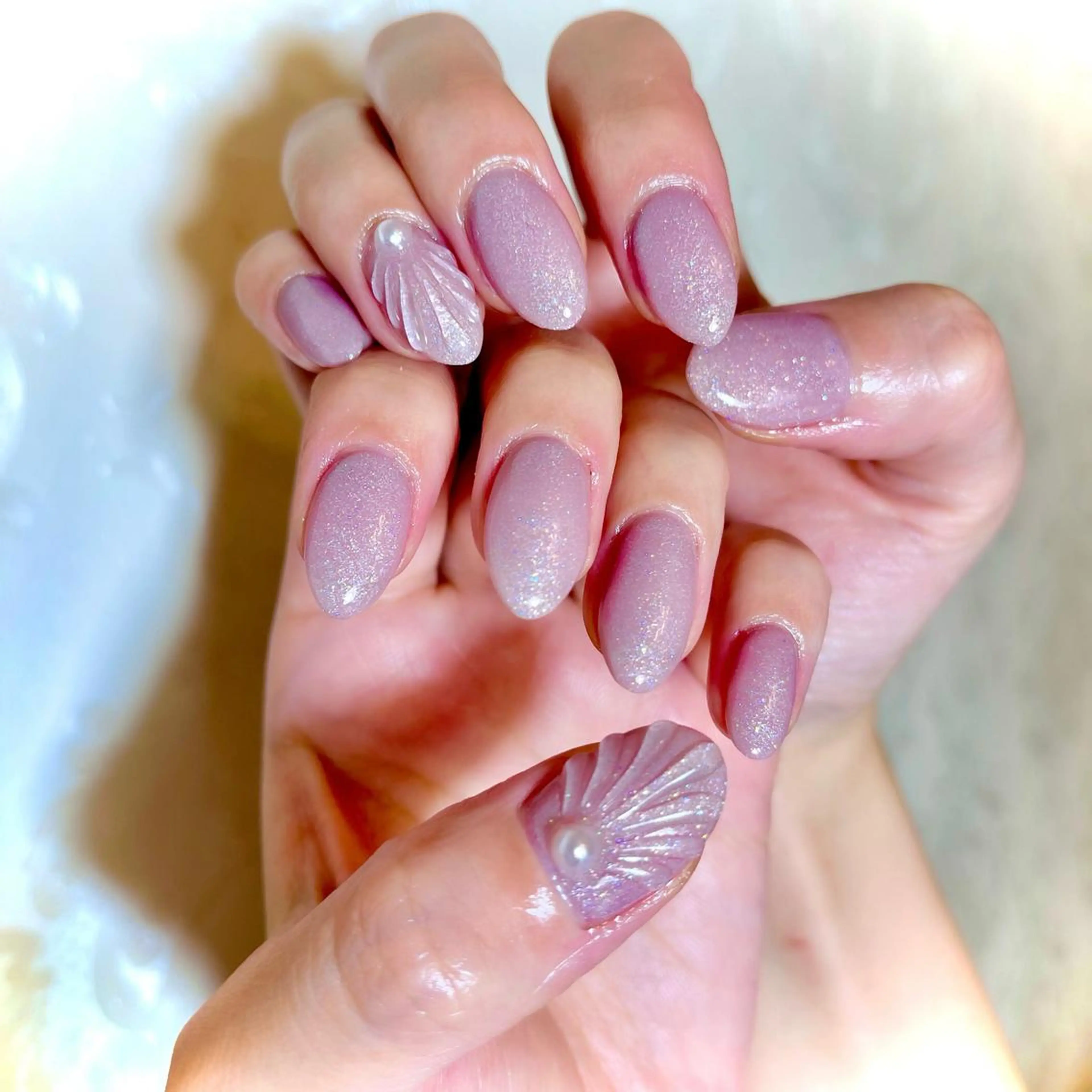 ネイル オーロラネイル ピンク ハンドネイル Vogusty's Nail 鶴見店のネイルデザイン