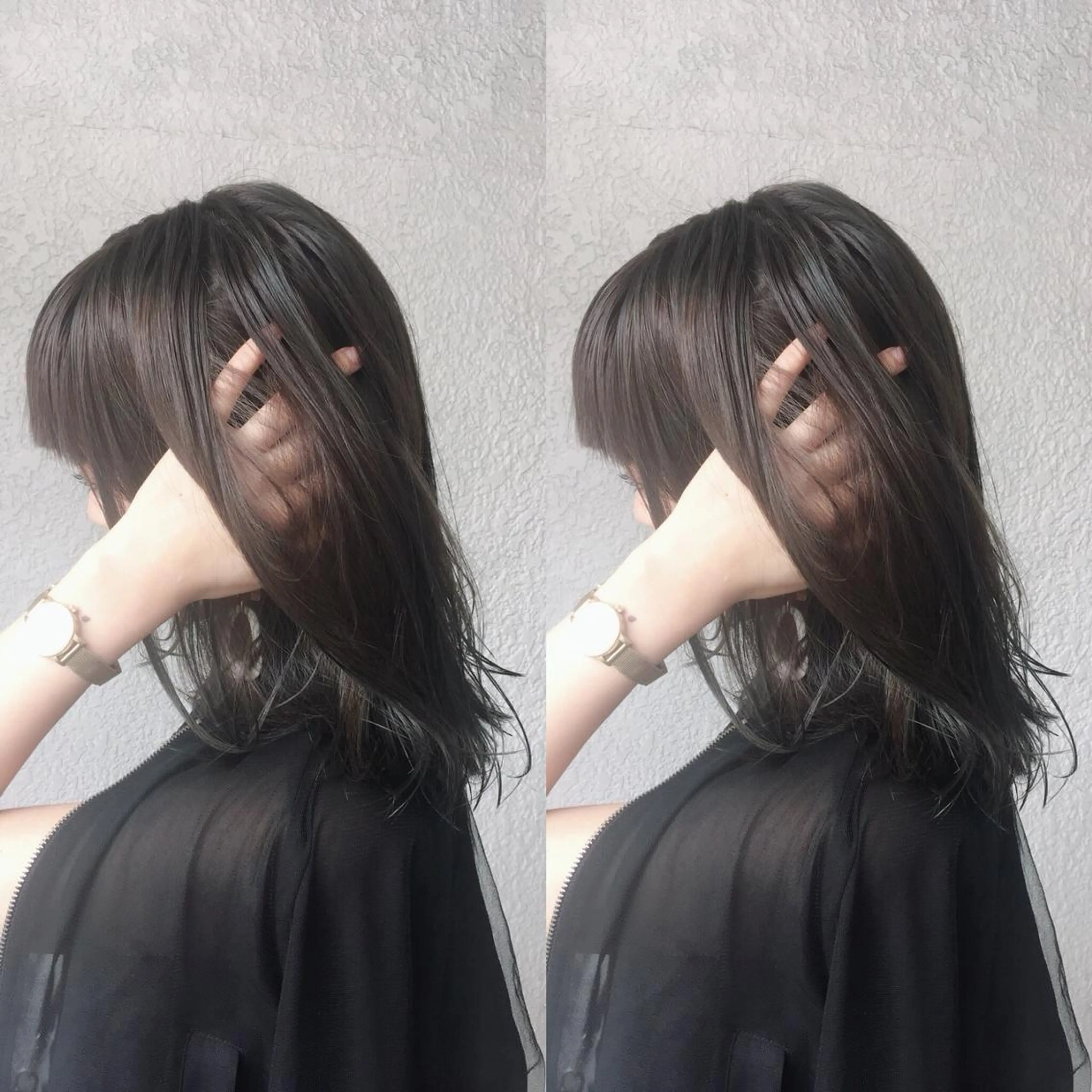 ミディアム カラー グレージュ ハイライトカラー ハイライト カット ヘアカラー UP-PU ART  HAIRのヘアスタイル