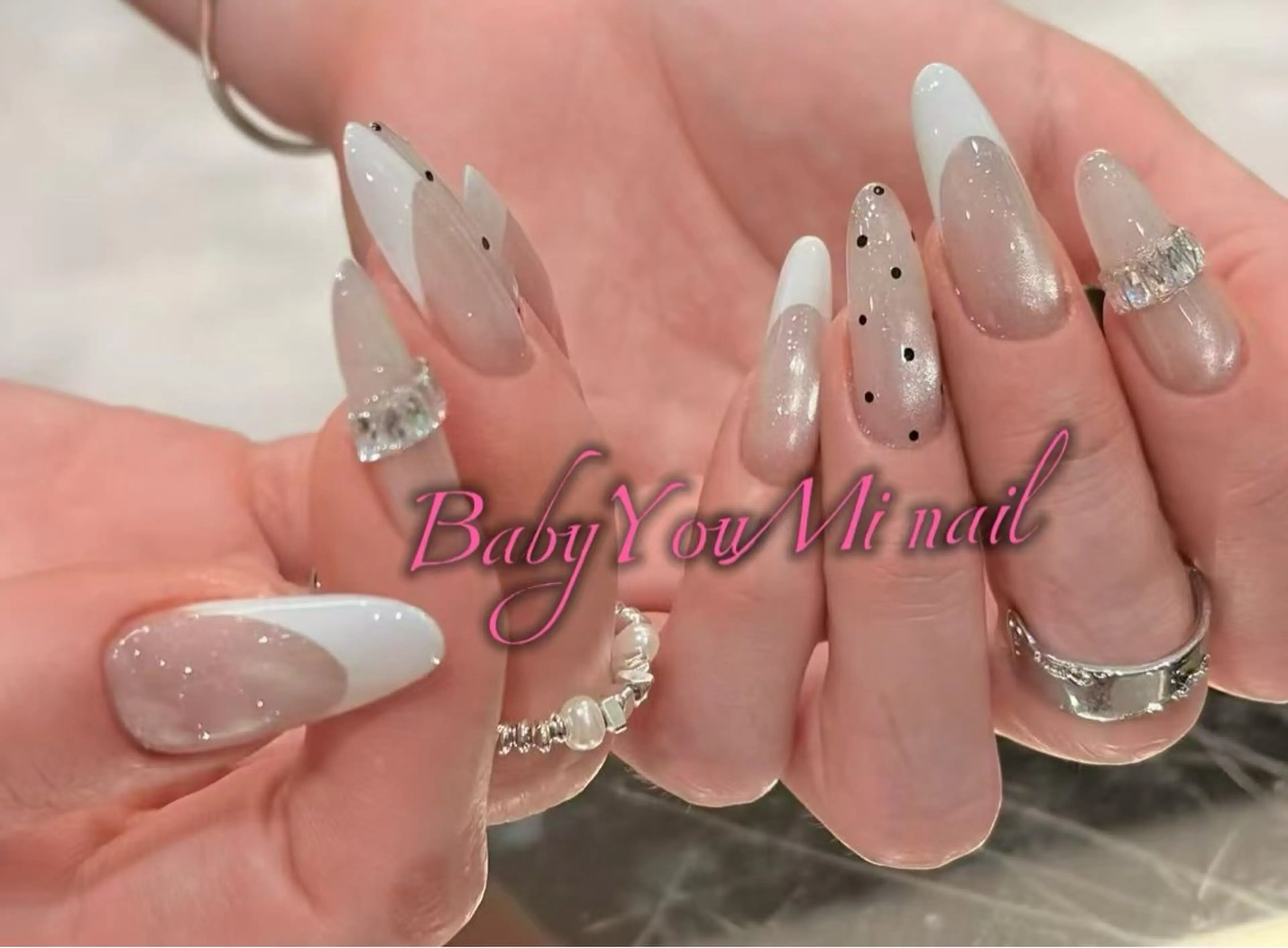 ネイル オーロラネイル チークネイル 成人式 フットネイル フレンチネイル ハンドネイル BabyYouMi nailのネイルデザイン